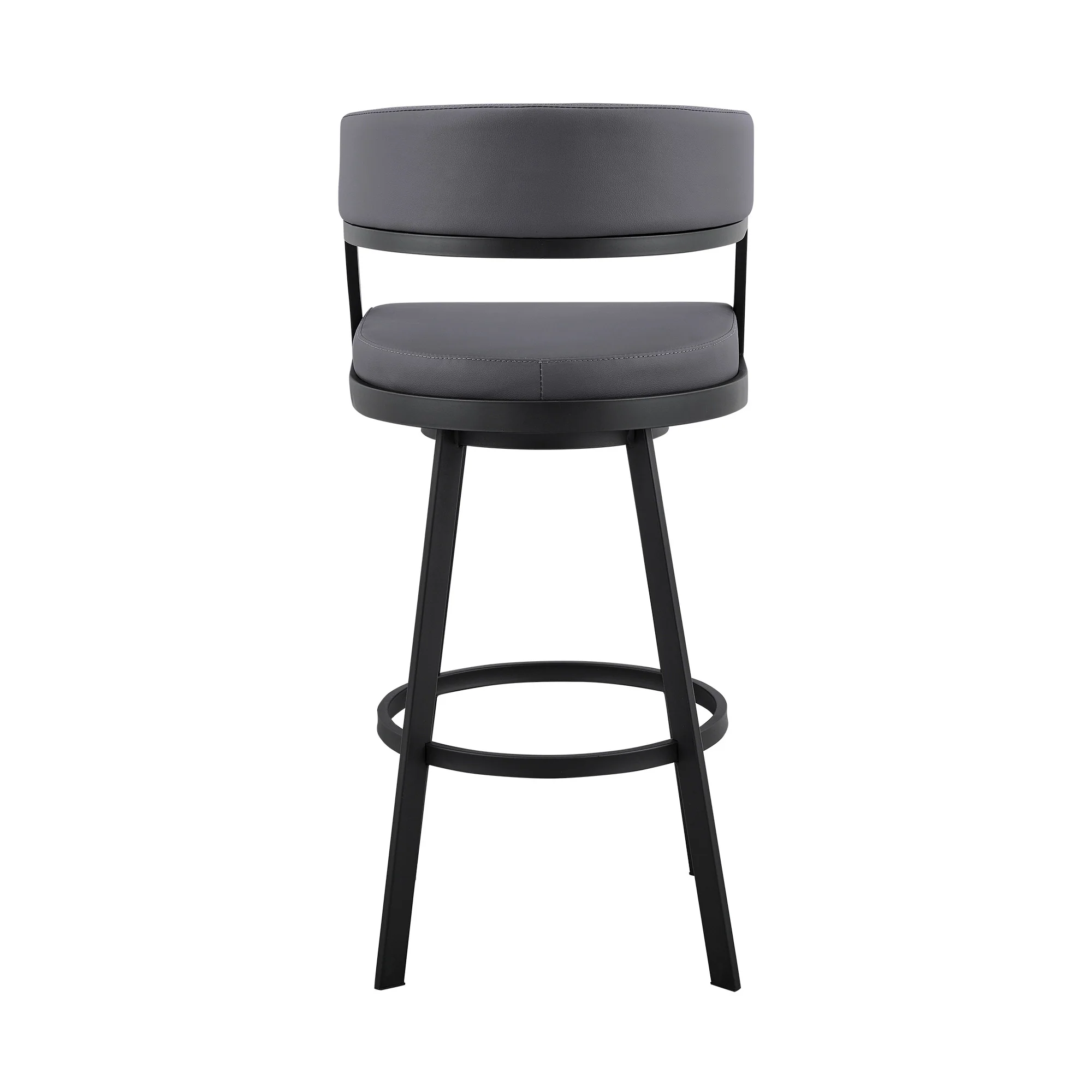 39" Grey Faux Leather And Iron Swivel Low Back Bar Height Chair By Homeroots - Image 5