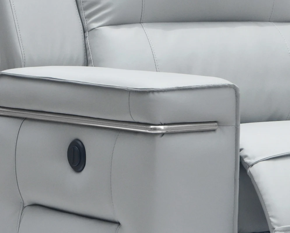 39' Grey Leatherette Foam Steel and Wood Sofa Set By Homeroots - Image 3