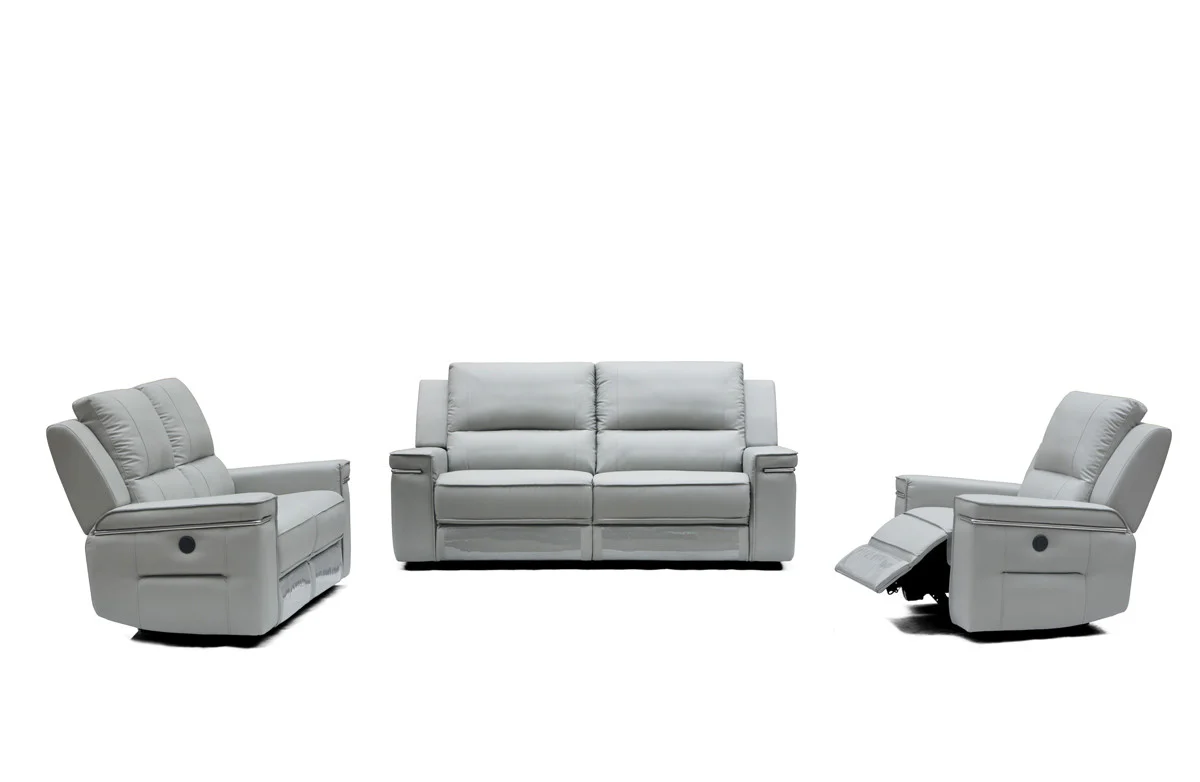 39' Grey Leatherette Foam Steel and Wood Sofa Set By Homeroots - Image 4