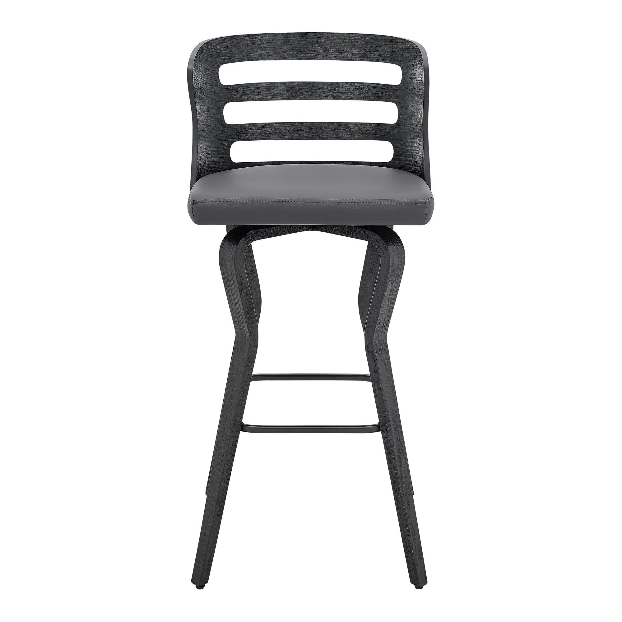 39" Matte Black And Gray Bar Height Swivel Full Back Bar Chair By Homeroots - Image 2