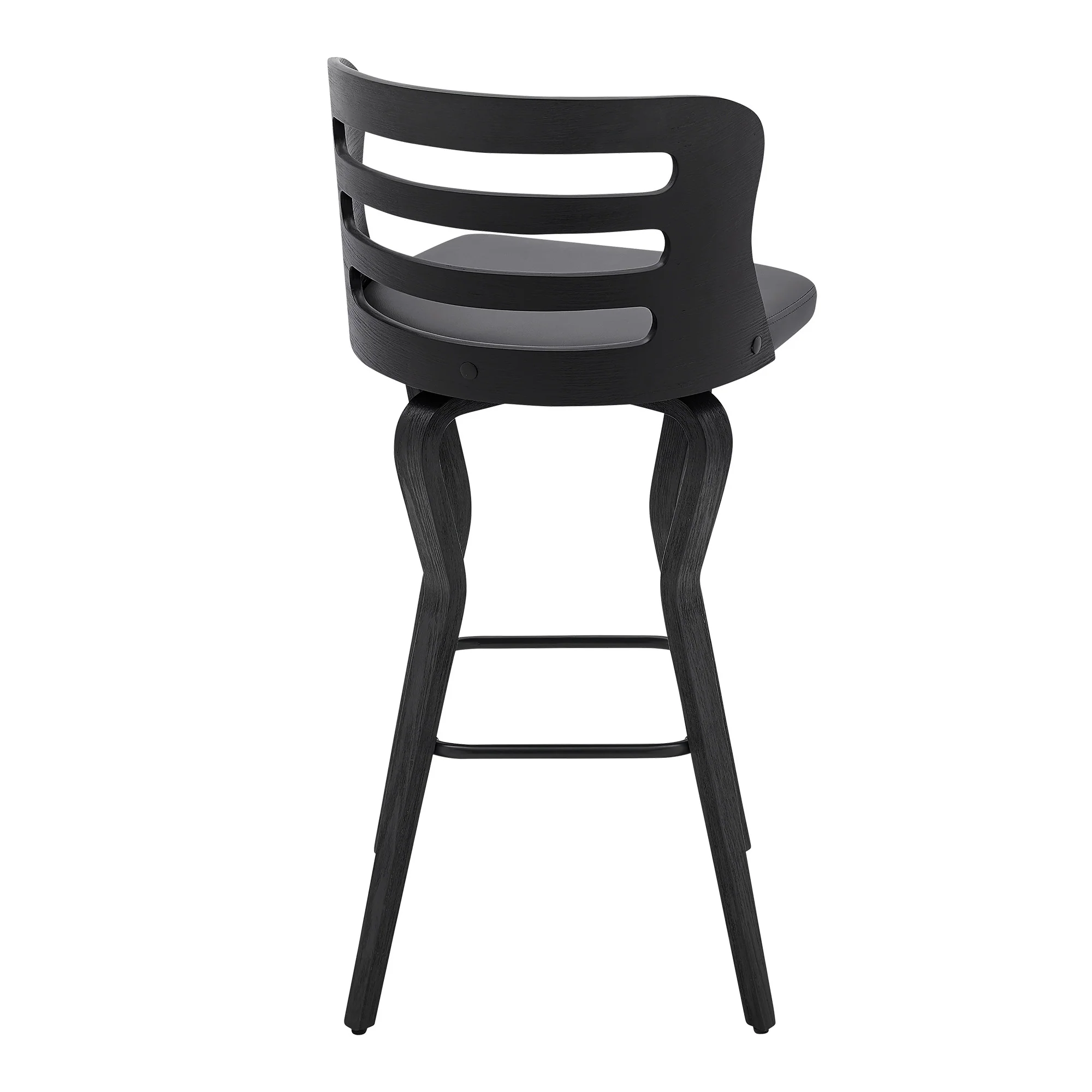 39" Matte Black And Gray Bar Height Swivel Full Back Bar Chair By Homeroots - Image 4