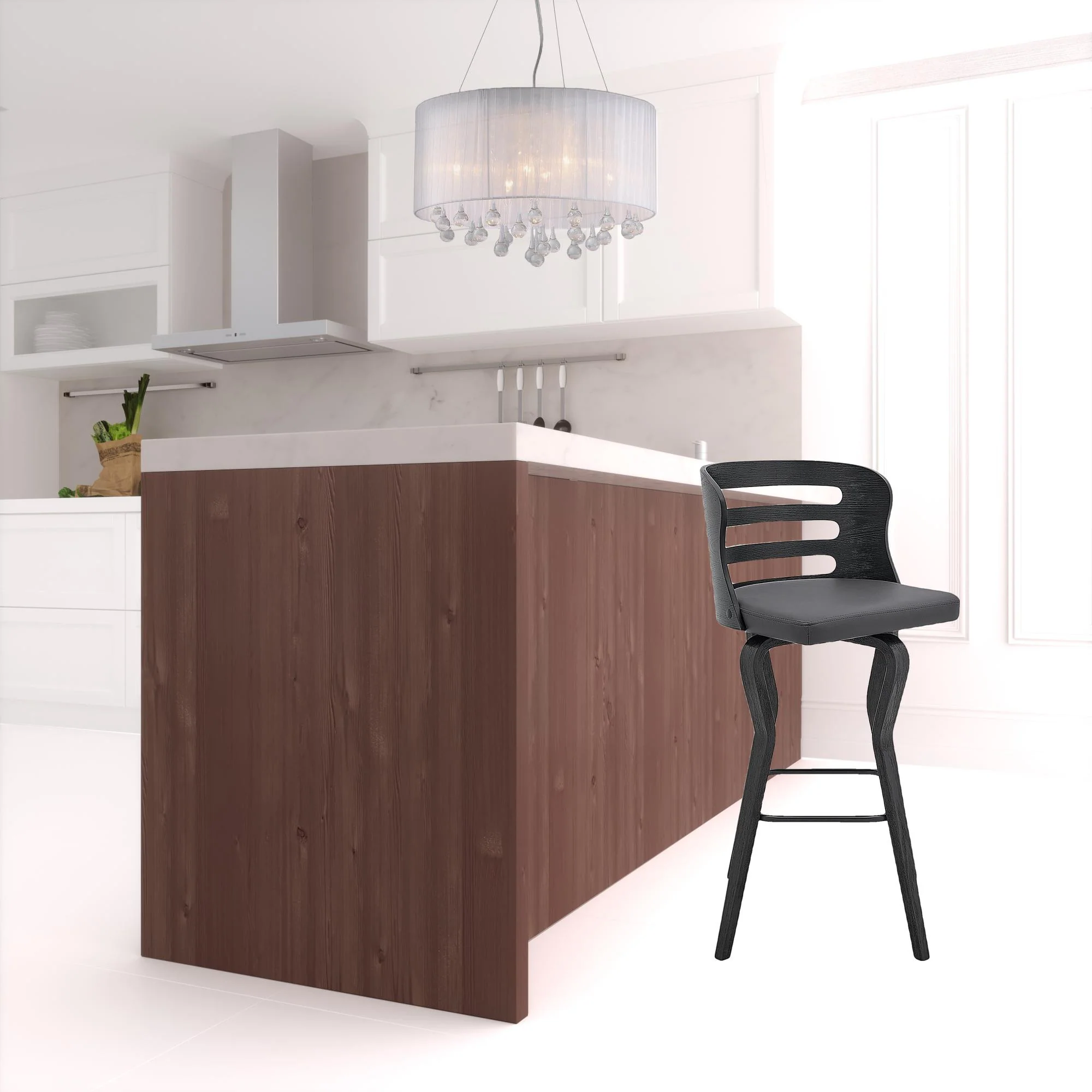 39" Matte Black And Gray Bar Height Swivel Full Back Bar Chair By Homeroots - Image 6