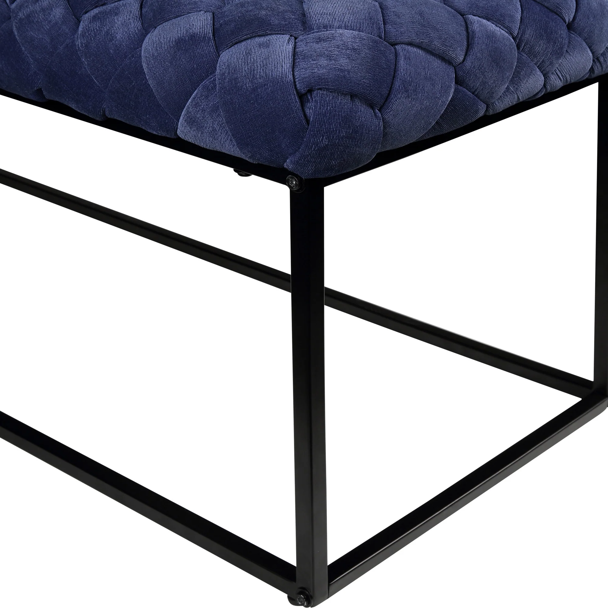 39" Navy Blue And Black Upholstered Velvet Bench By Homeroots - Image 5