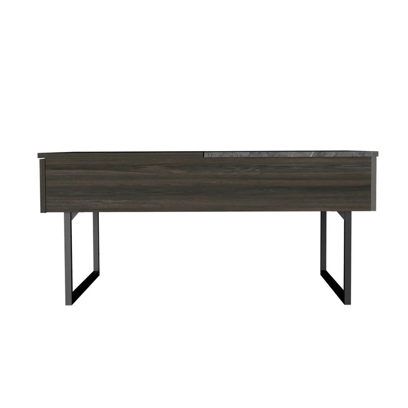 39" Onyx And Carbon Rectangular Lift Top Coffee Table With Drawer By Homeroots - Image 2