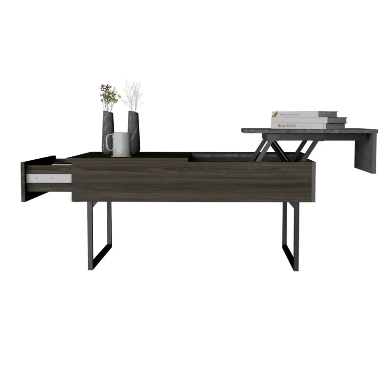 39" Onyx And Carbon Rectangular Lift Top Coffee Table With Drawer By Homeroots - Image 3