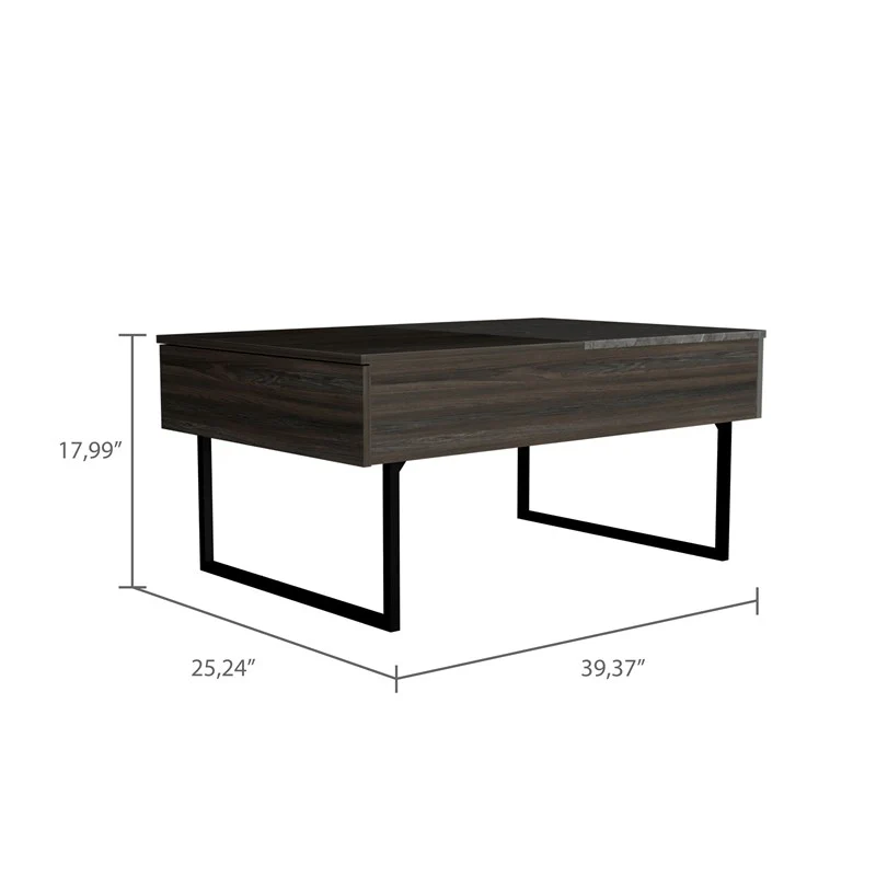 39" Onyx And Carbon Rectangular Lift Top Coffee Table With Drawer By Homeroots - Image 5