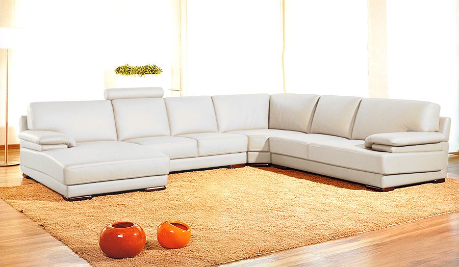 39' Orange Leather and Wood Sectional Sofa By Homeroots - Image 2