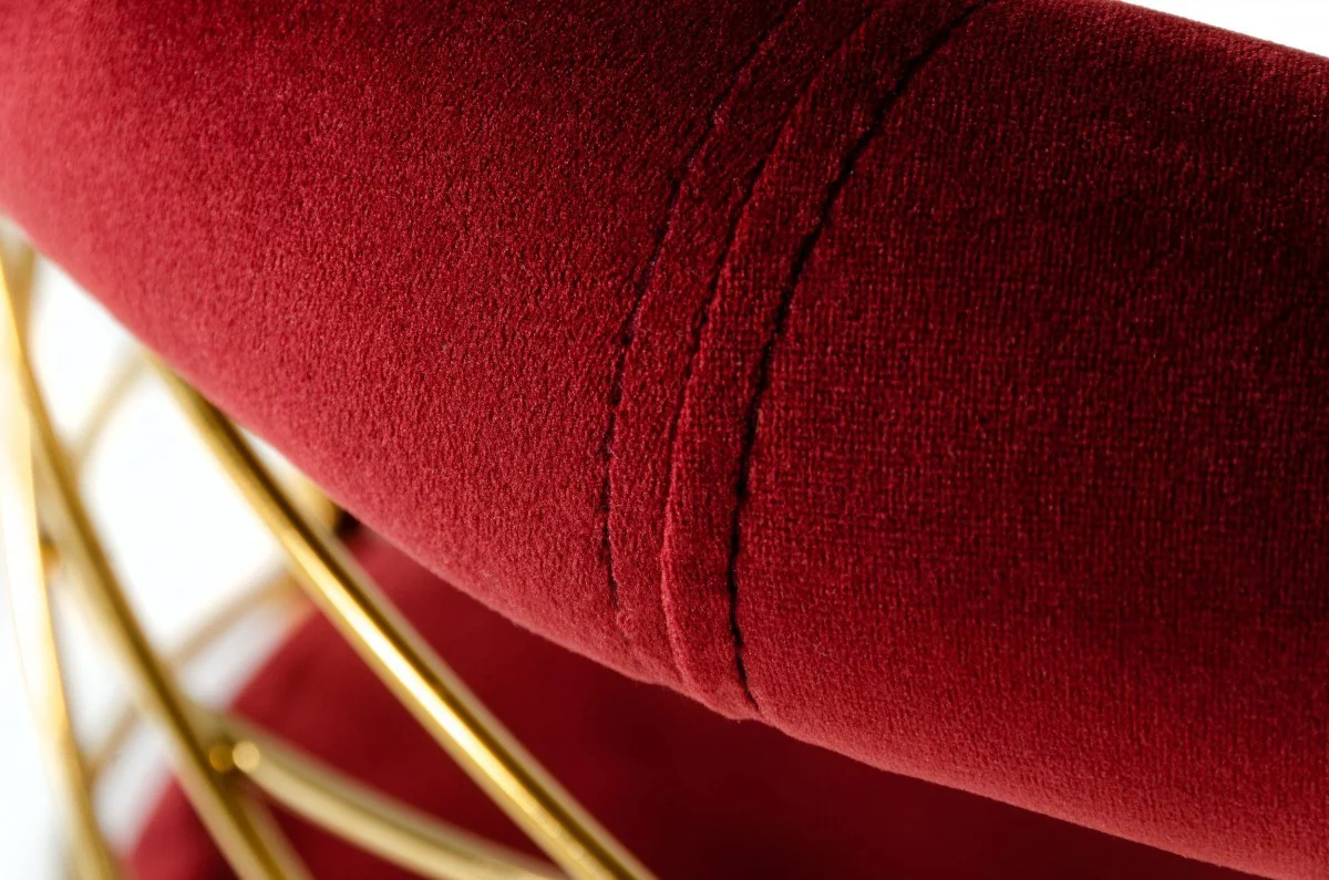 39" Red And Gold Velvet Low Back Bar Height Chair With Footrest By Homeroots - Image 7
