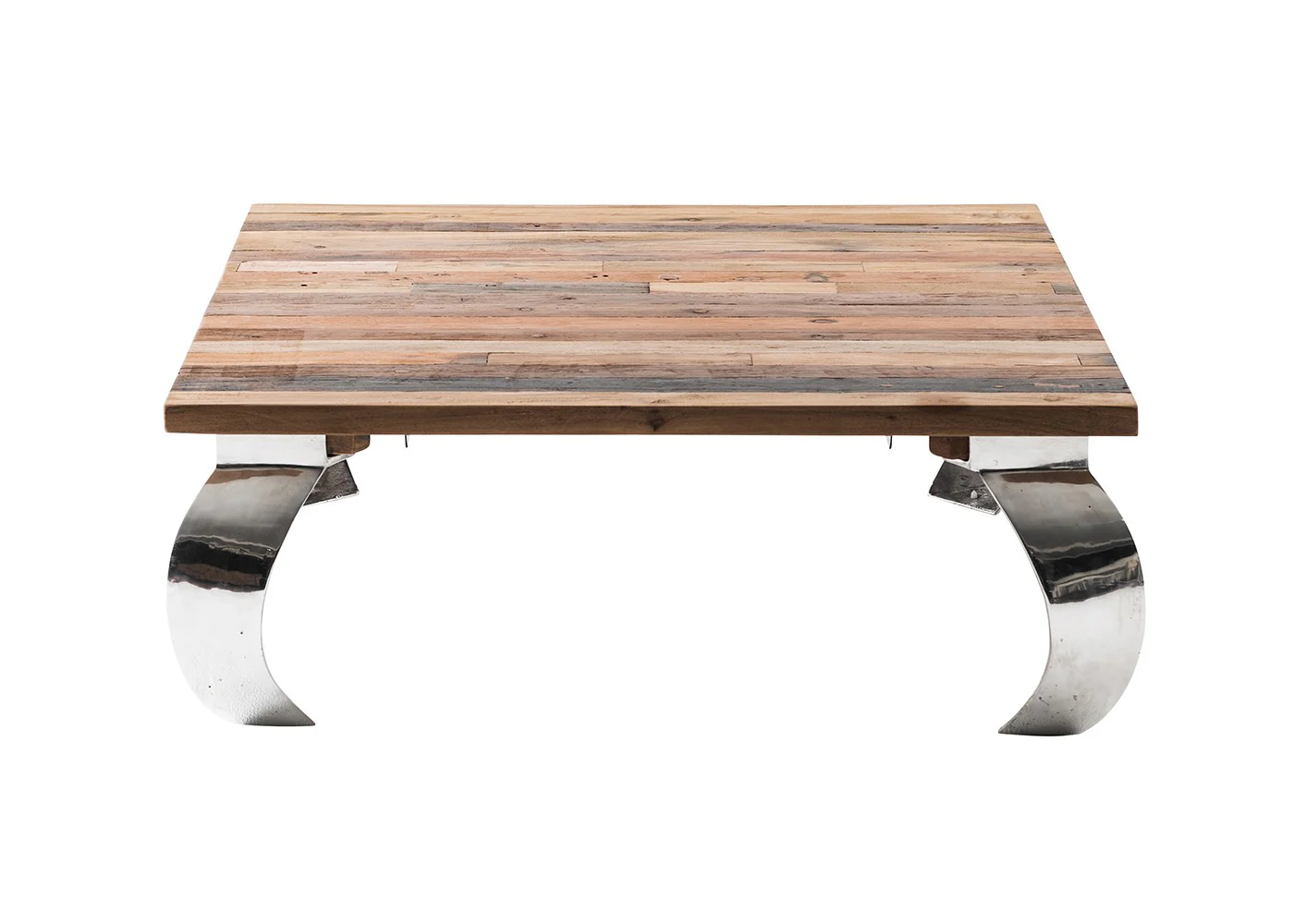 39" Steel And Reclaimed Wood Contemporary Square Coffee Table By Homeroots - Image 2