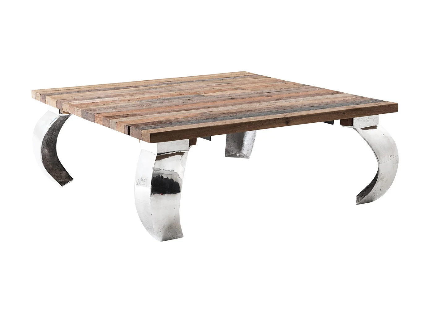 39" Steel And Reclaimed Wood Contemporary Square Coffee Table By Homeroots - Image 3