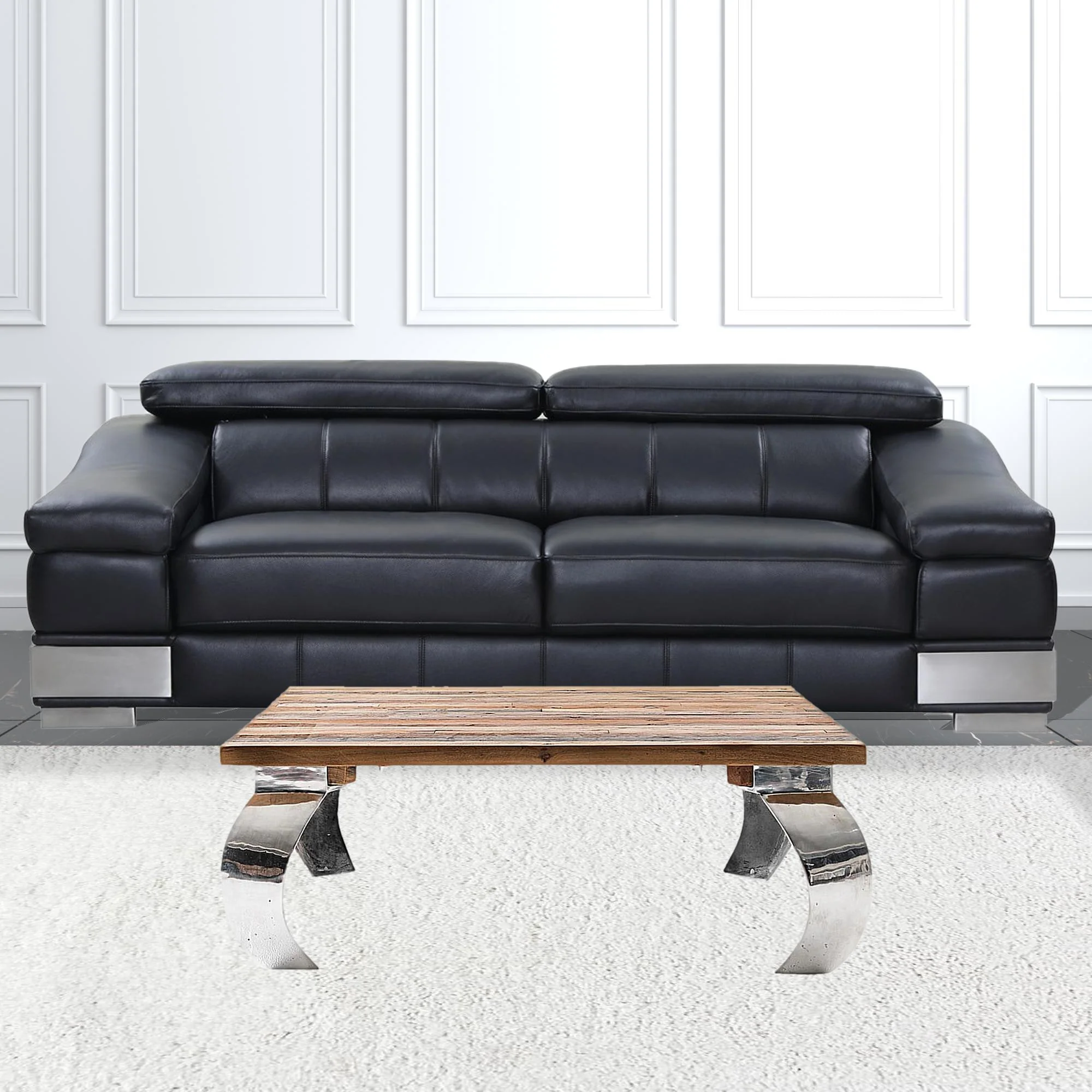 39" Steel And Reclaimed Wood Contemporary Square Coffee Table By Homeroots - Image 4