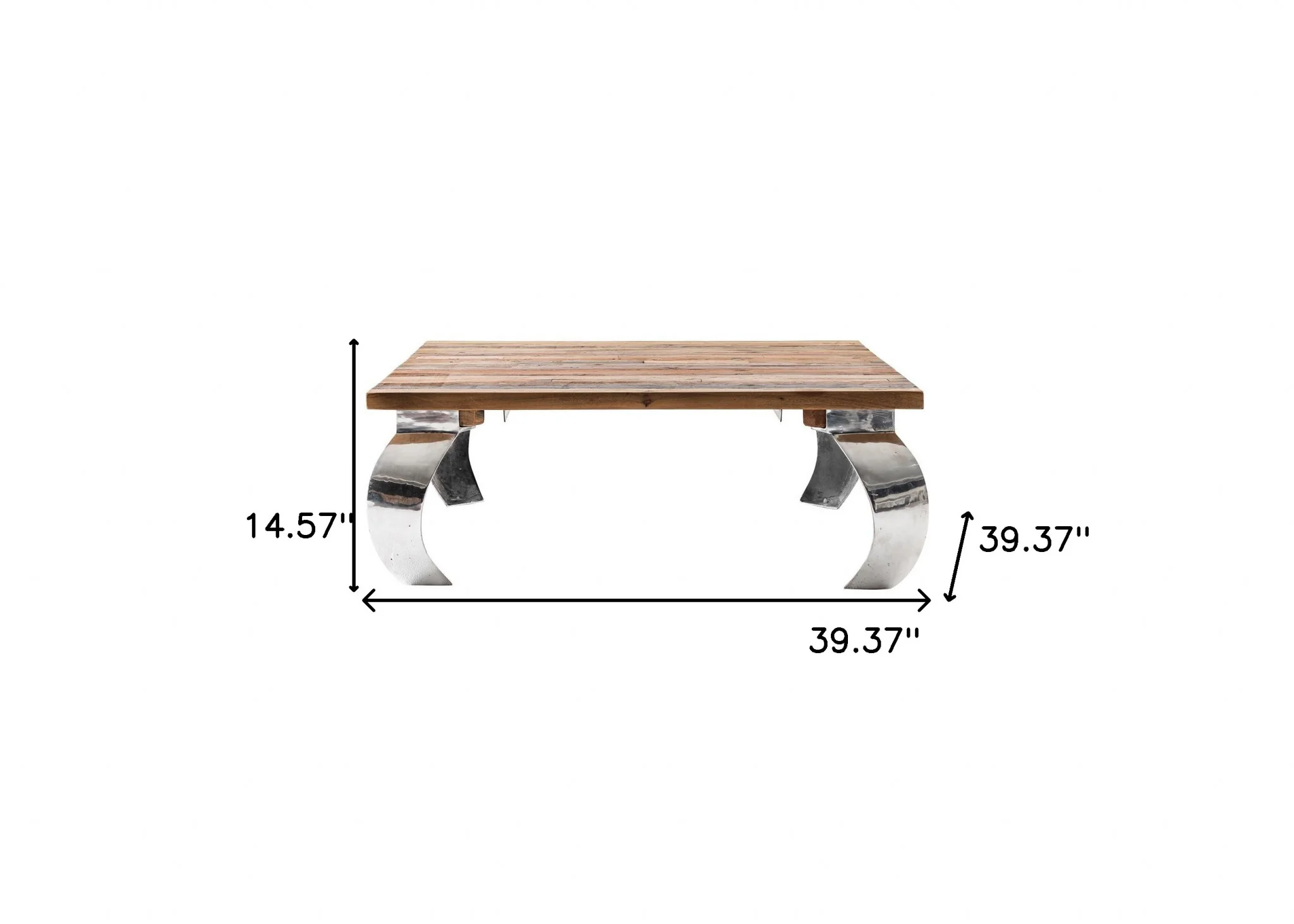 39" Steel And Reclaimed Wood Contemporary Square Coffee Table By Homeroots - Image 8