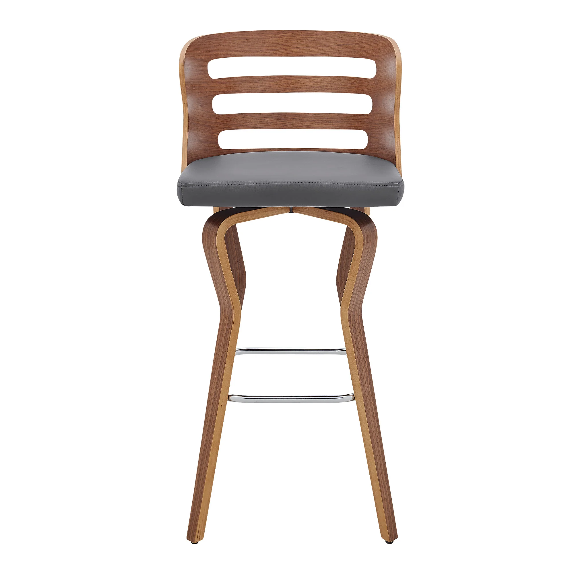 39" Walnut And Gray Bar Height Swivel Full Back Bar Chair By Homeroots - Image 2