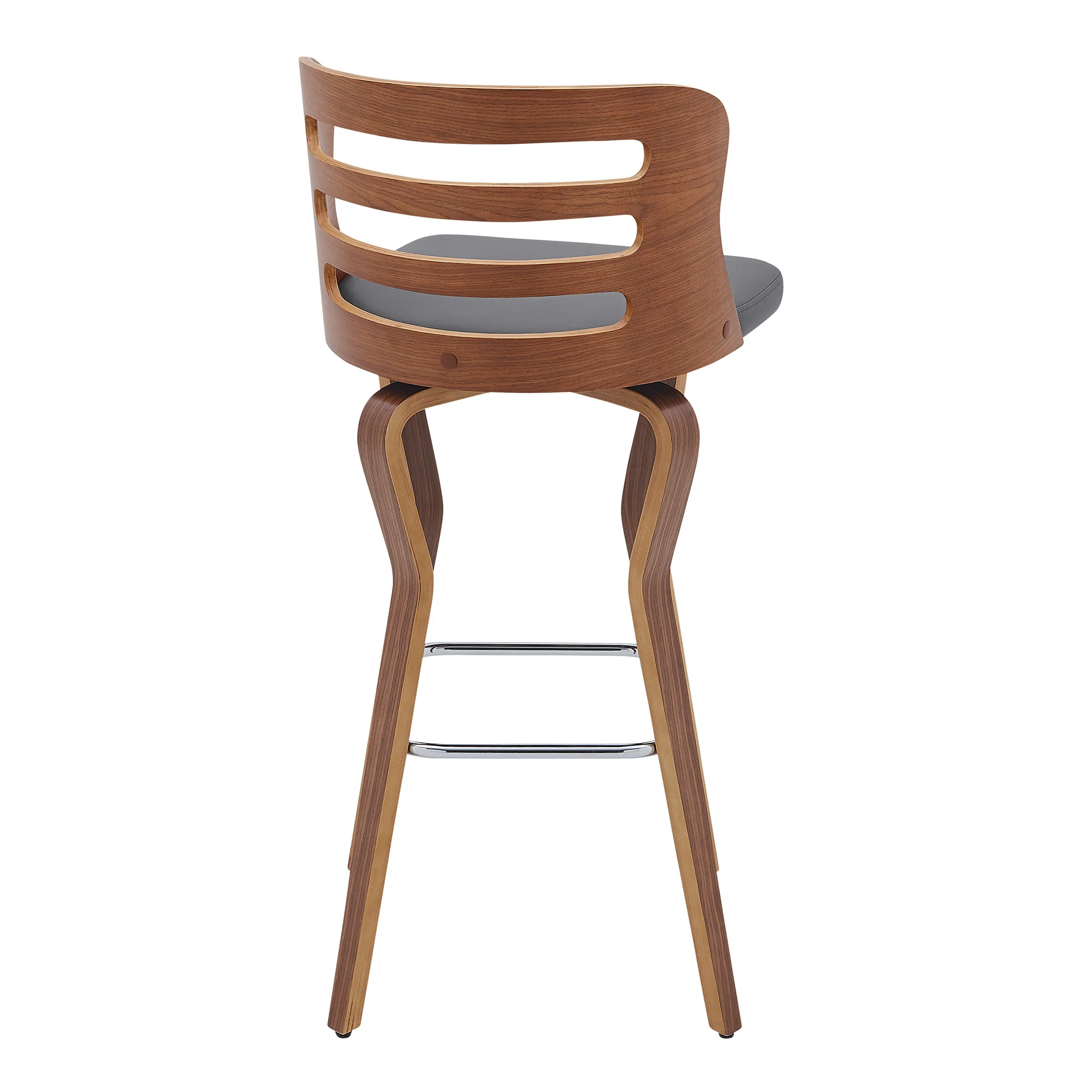 39" Walnut And Gray Bar Height Swivel Full Back Bar Chair By Homeroots - Image 4