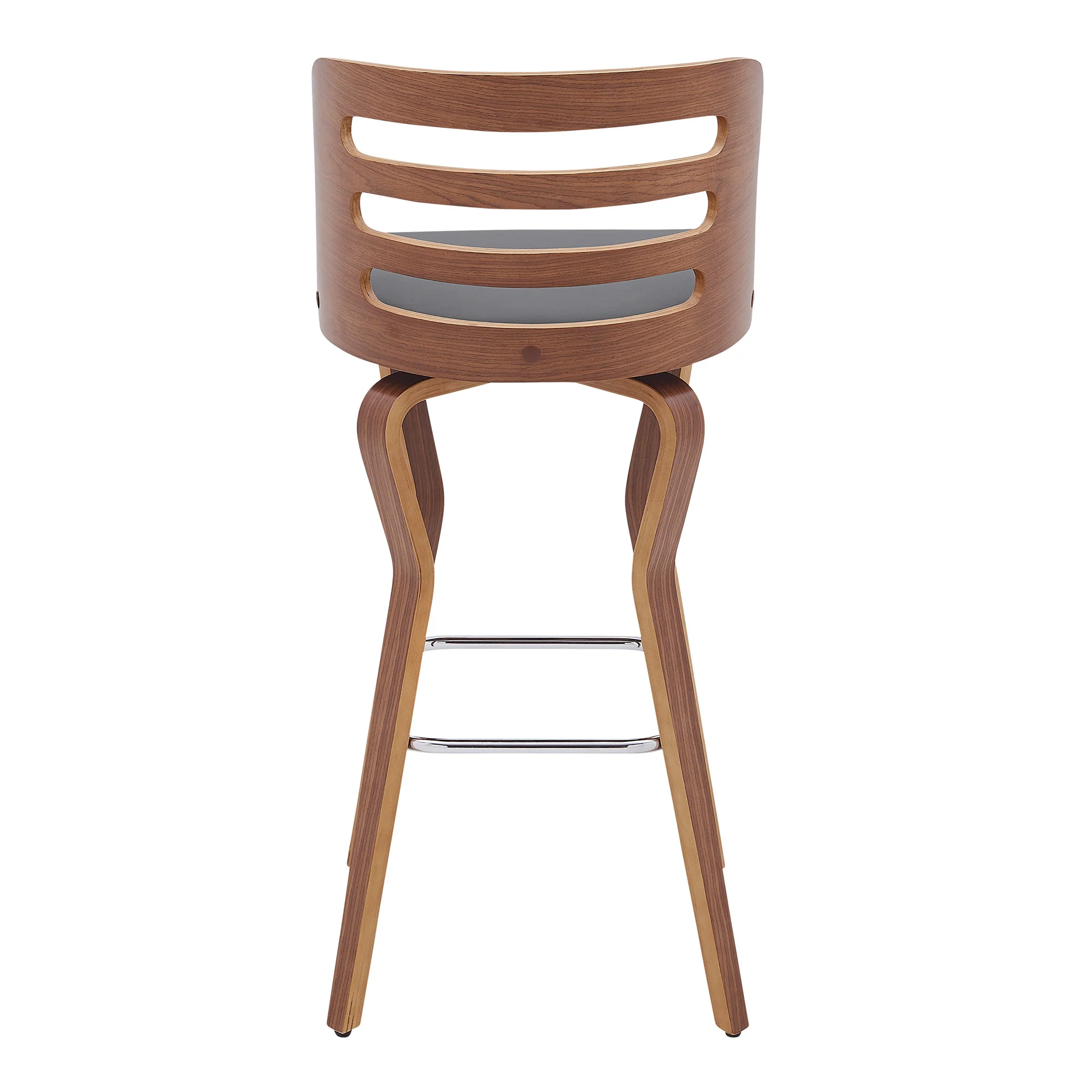 39" Walnut And Gray Bar Height Swivel Full Back Bar Chair By Homeroots - Image 5