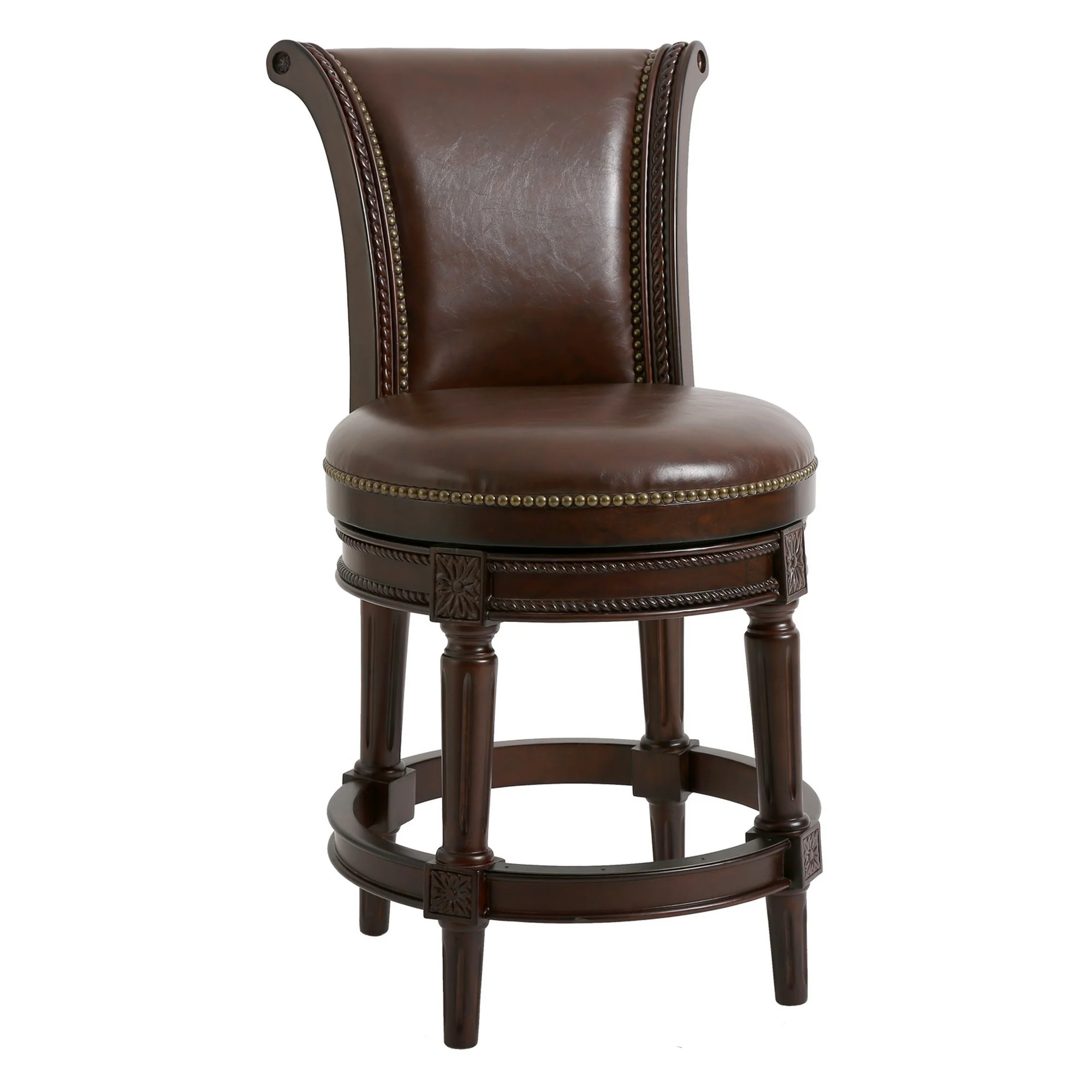 39" Walnut Hardwood Frame Upholstered Bar Stool By Homeroots - Image 2