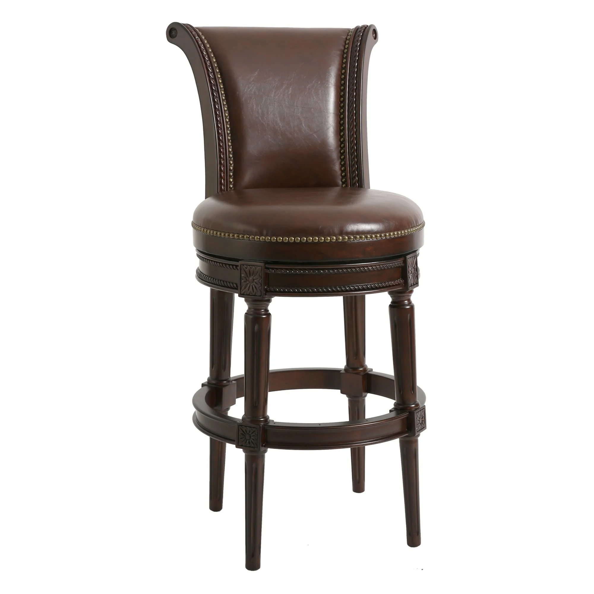 39" Walnut Hardwood Frame Upholstered Bar Stool By Homeroots - Image 3