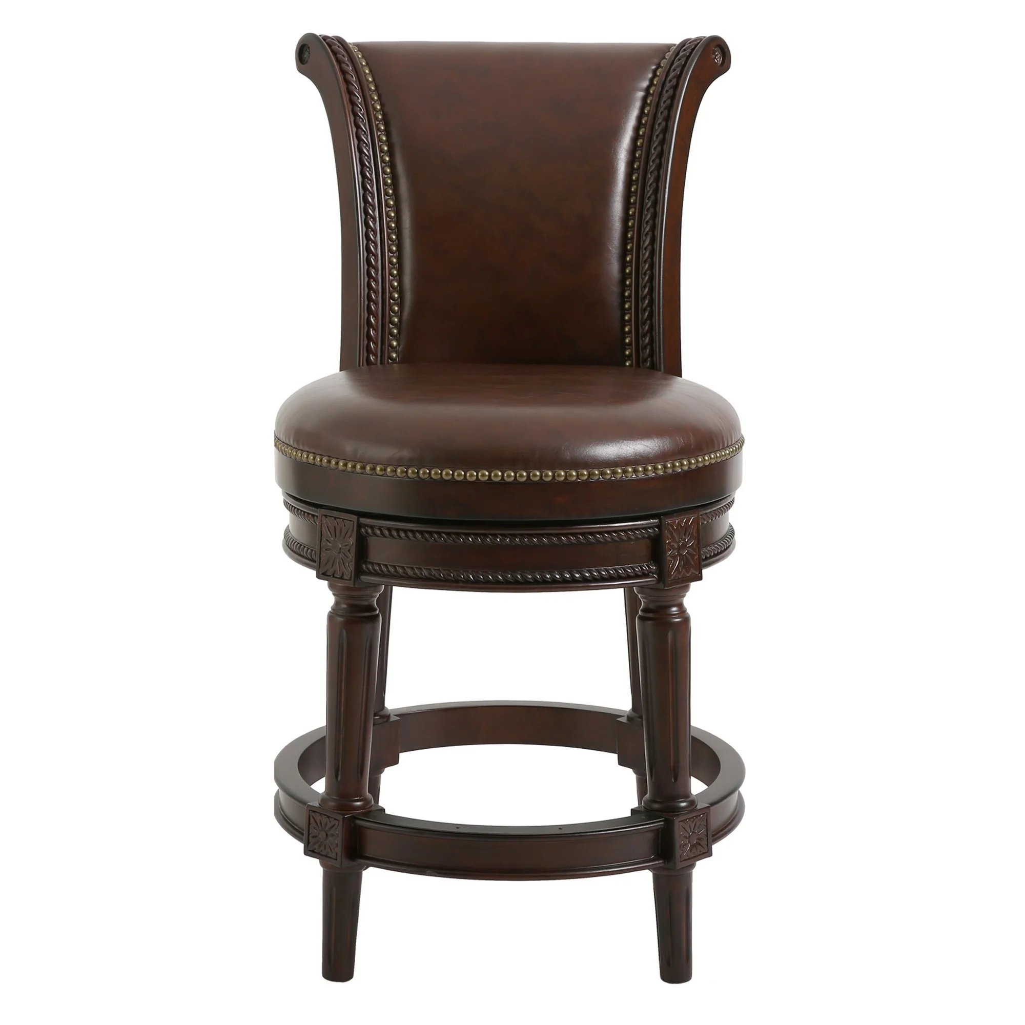 39" Walnut Hardwood Frame Upholstered Bar Stool By Homeroots - Image 4