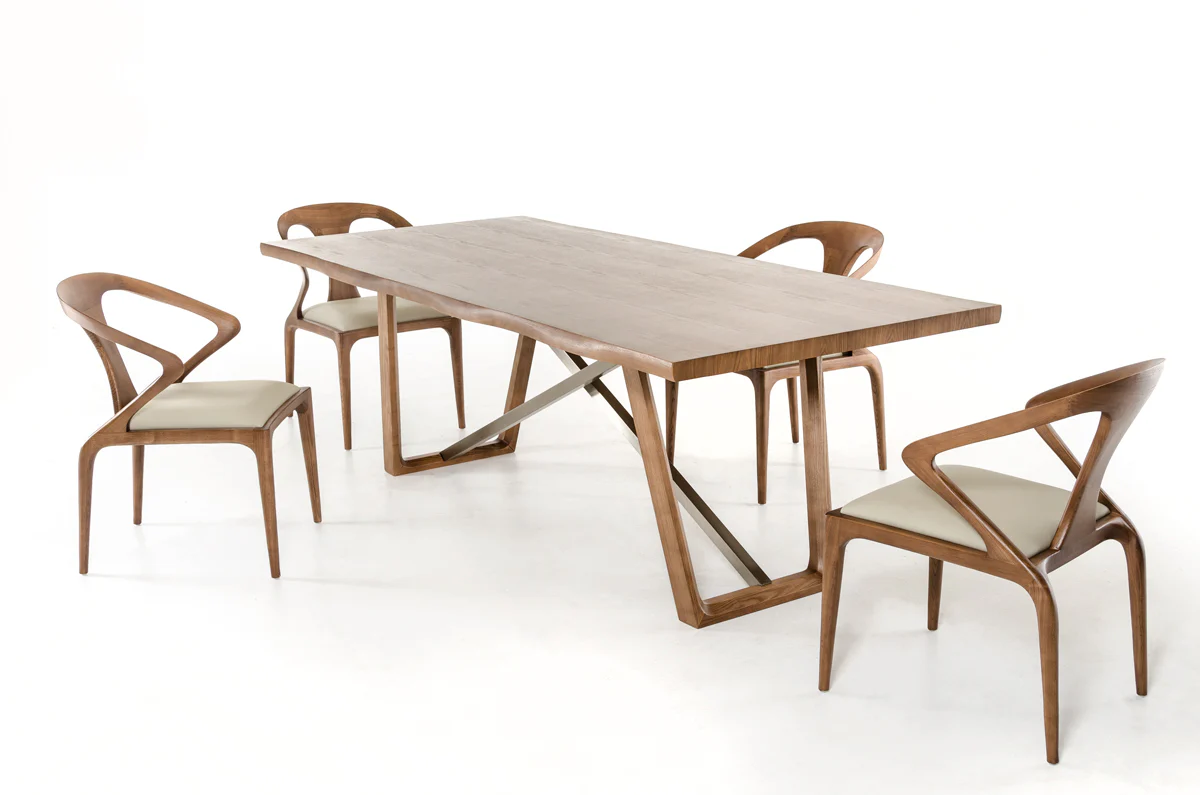 39' Walnut Veneer And Metal Dining Table By Homeroots - Image 2
