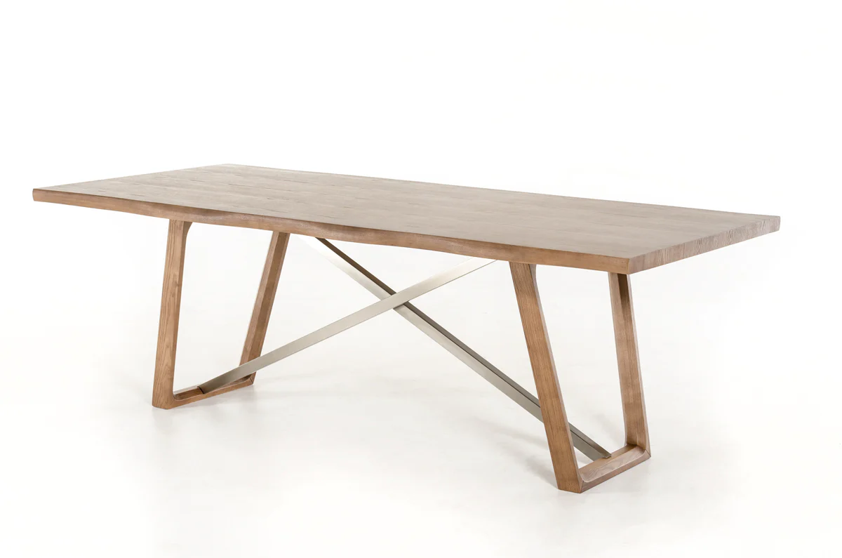 39' Walnut Veneer And Metal Dining Table By Homeroots - Image 4