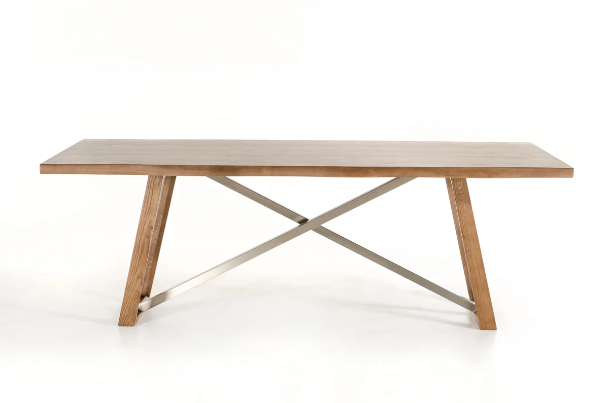 39' Walnut Veneer And Metal Dining Table By Homeroots - Image 5