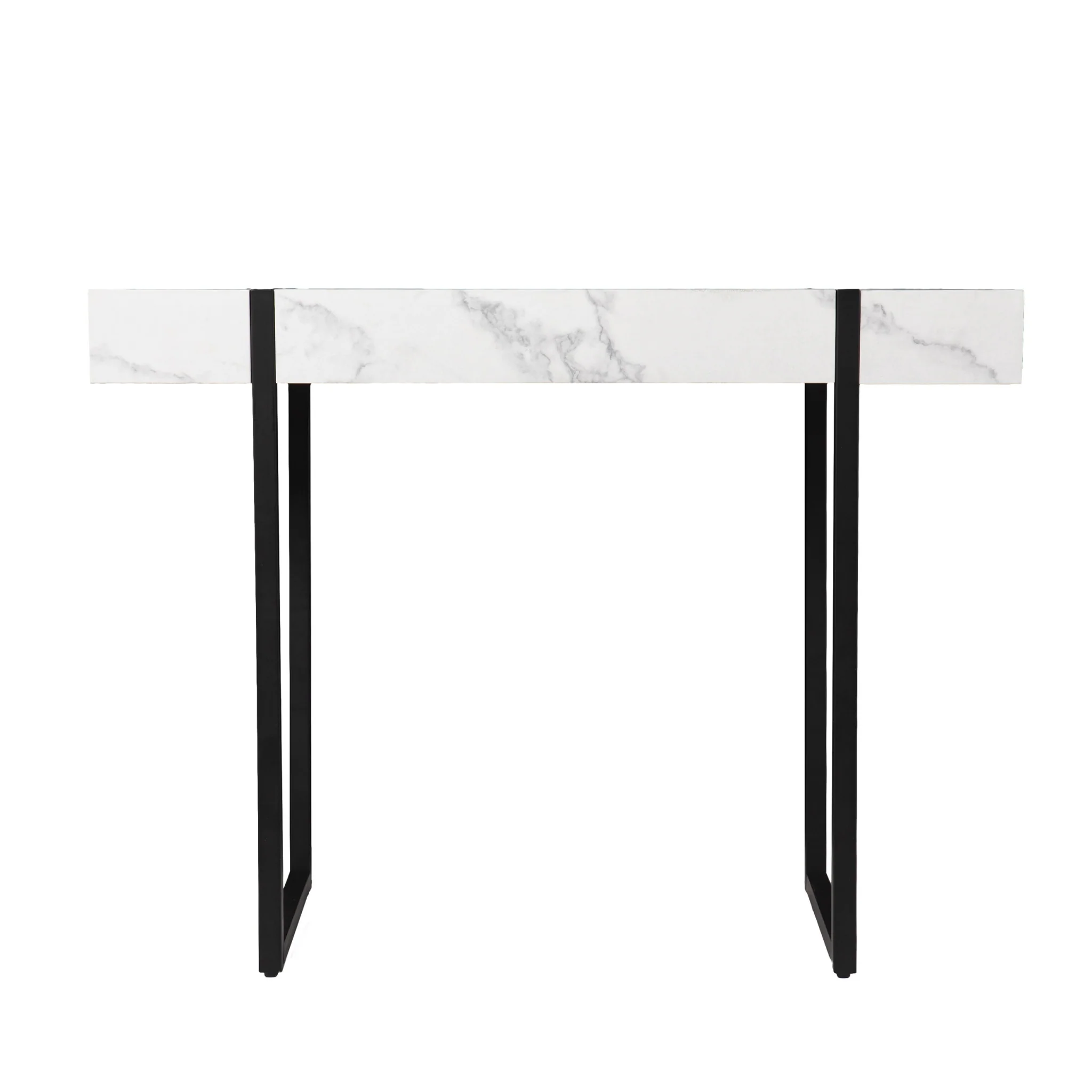 39" White and Black Faux Marble Sled Console Table By Homeroots - Image 2