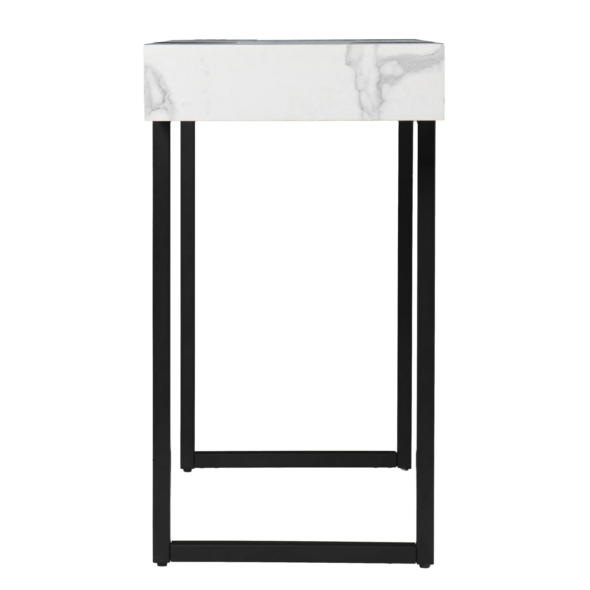39" White and Black Faux Marble Sled Console Table By Homeroots - Image 3