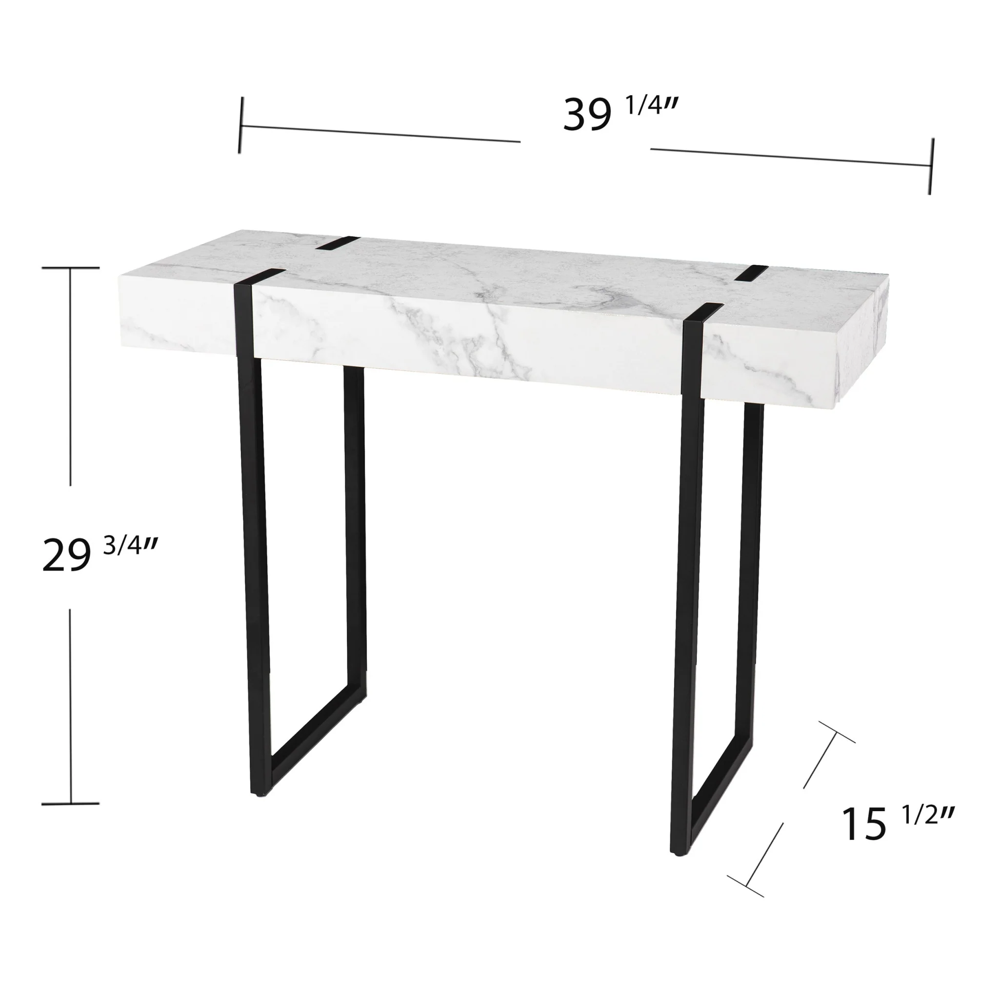 39" White and Black Faux Marble Sled Console Table By Homeroots - Image 8