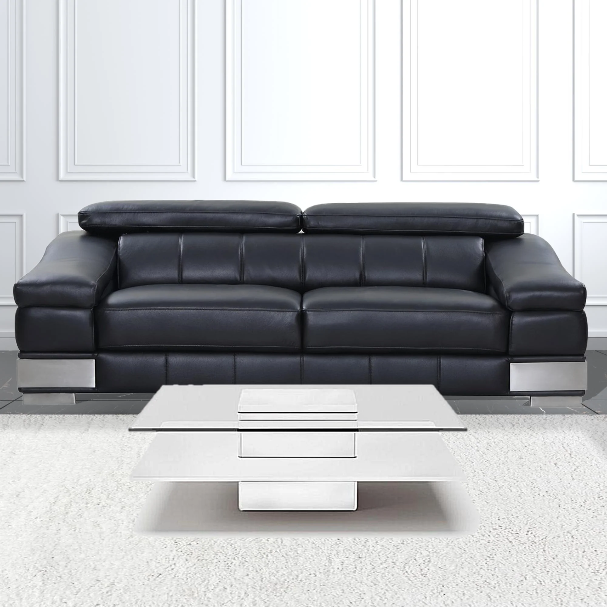 39" White And Clear Glass Square Coffee Table With Shelf By Homeroots - Image 2