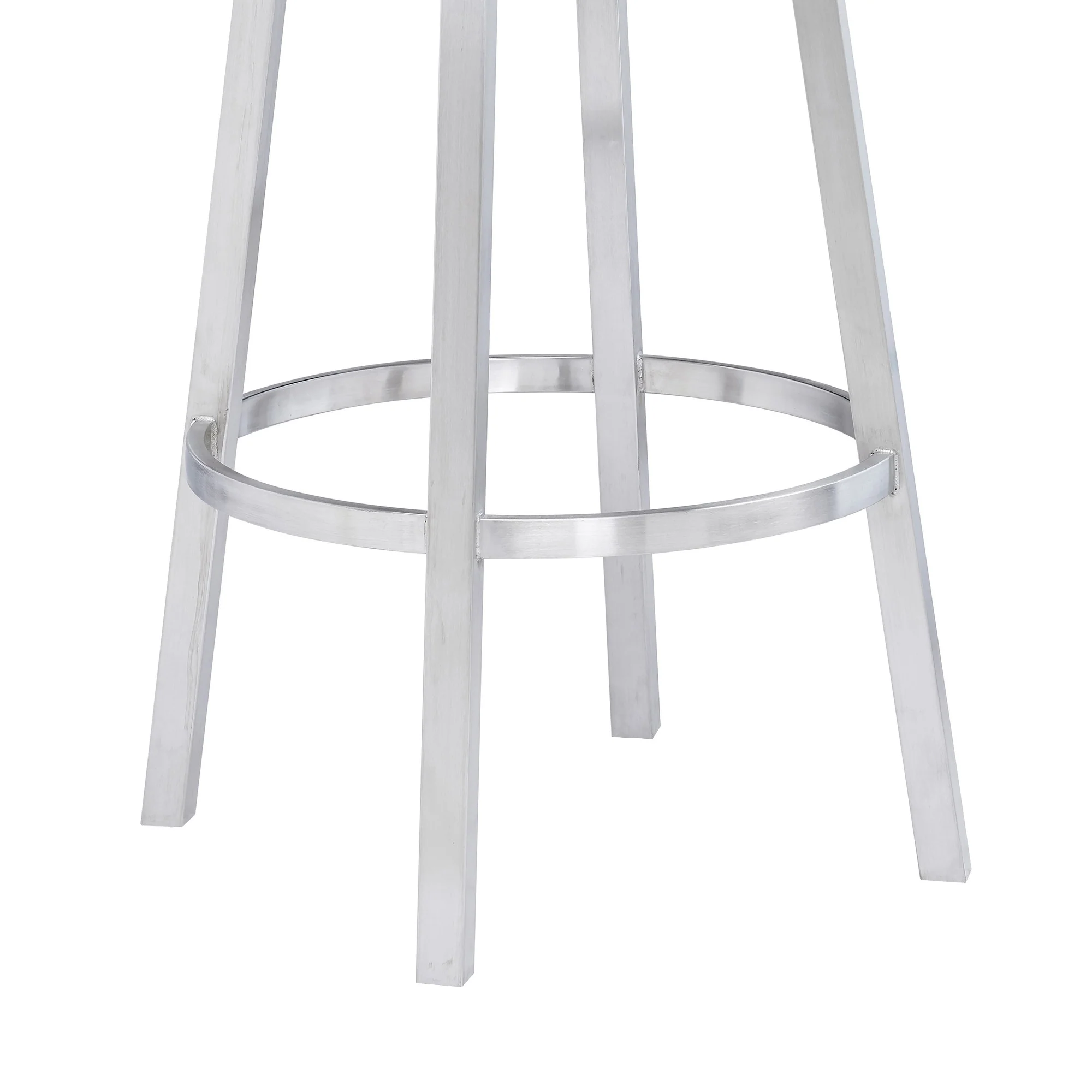 39" White And Silver Faux Leather Swivel Low Back Bar Height Chair With Footrest By Homeroots - Image 7