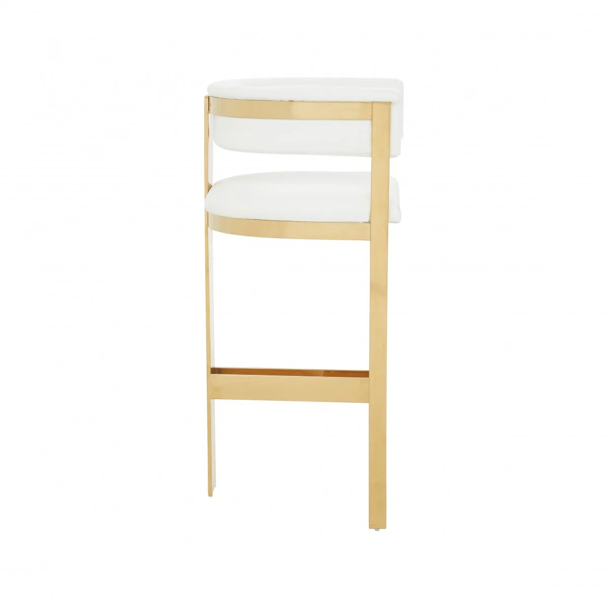 39" White Faux Leather And Stainless Steel Low Back Bar Height Chair With Footrest By Homeroots - Image 2
