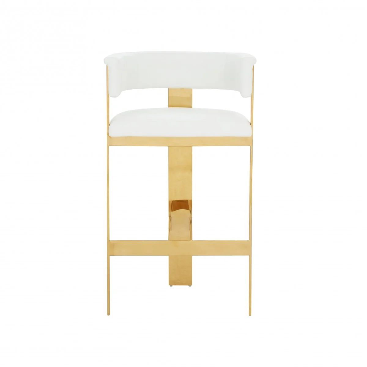 39" White Faux Leather And Stainless Steel Low Back Bar Height Chair With Footrest By Homeroots - Image 3