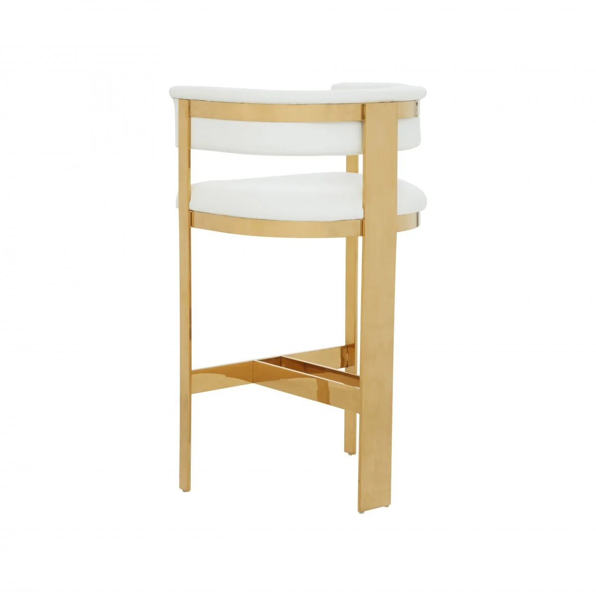 39" White Faux Leather And Stainless Steel Low Back Bar Height Chair With Footrest By Homeroots - Image 4