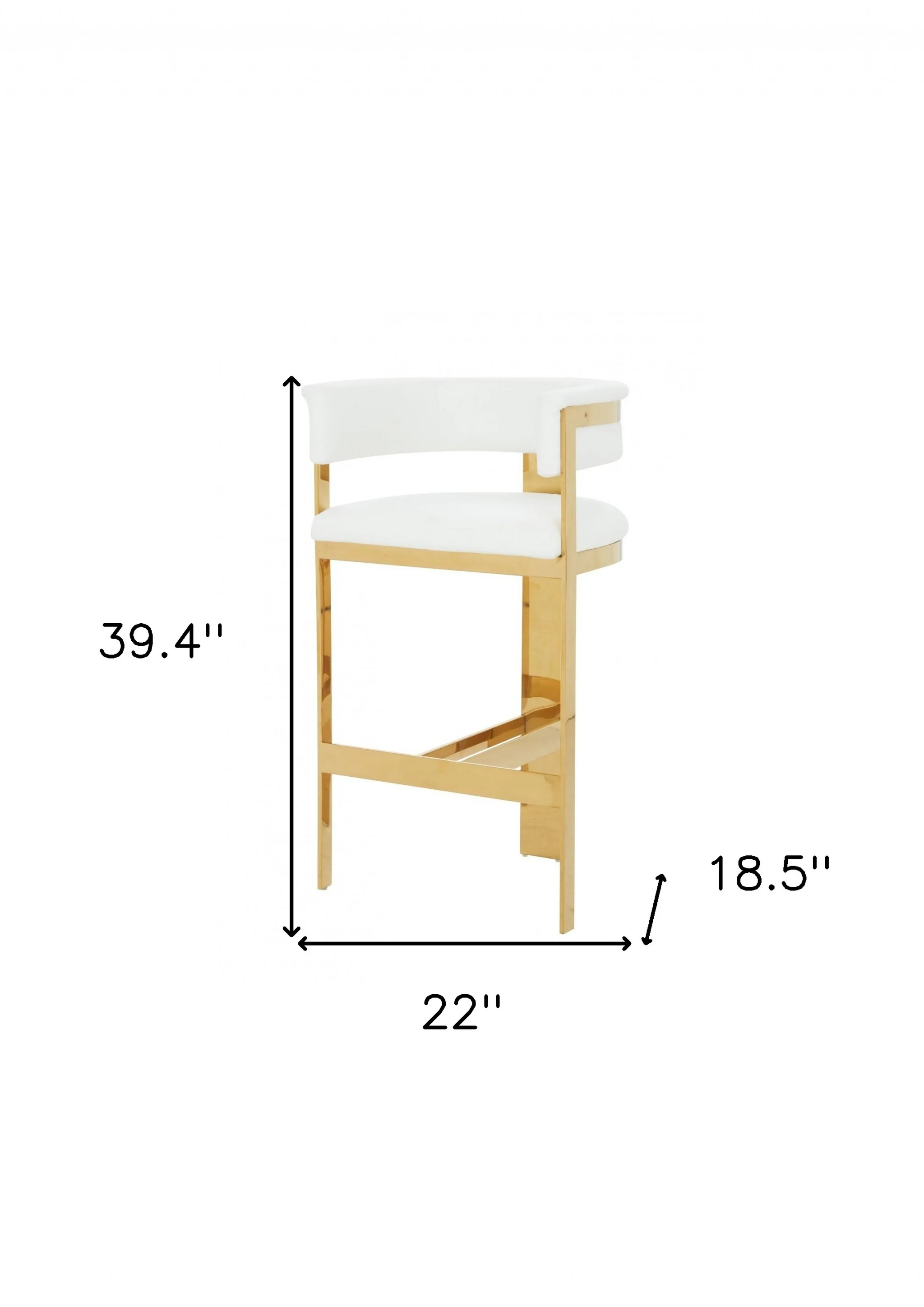 39" White Faux Leather And Stainless Steel Low Back Bar Height Chair With Footrest By Homeroots - Image 6