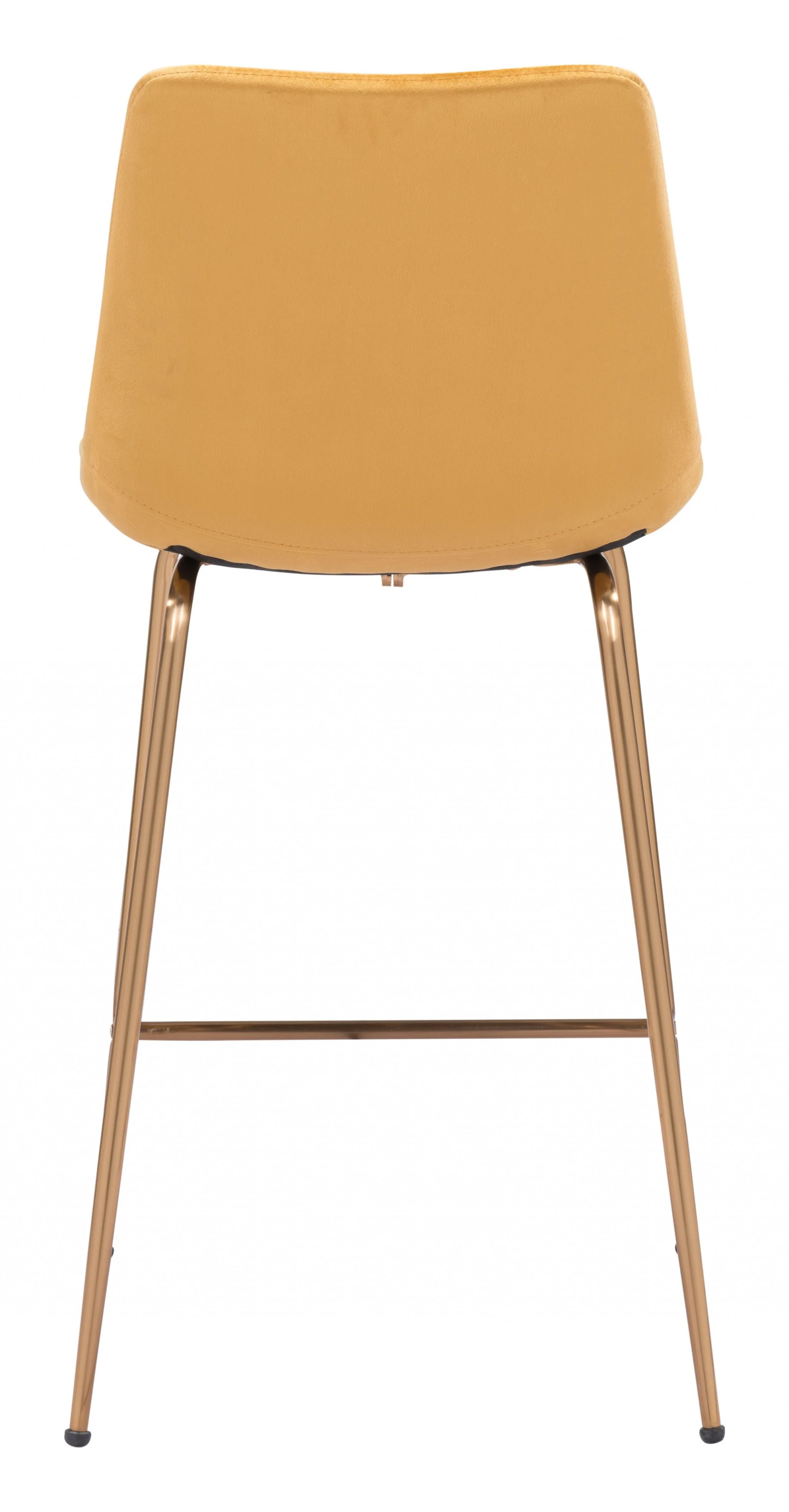 39" Yellow Velvet And Gold Low Back Counter Height Bar Chair With Footrest By Homeroots - Image 5