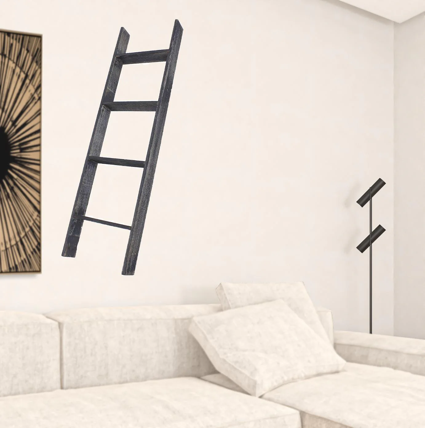 4 Step Blackwash Rustic Wood Ladder Shelf By Homeroots - Image 2