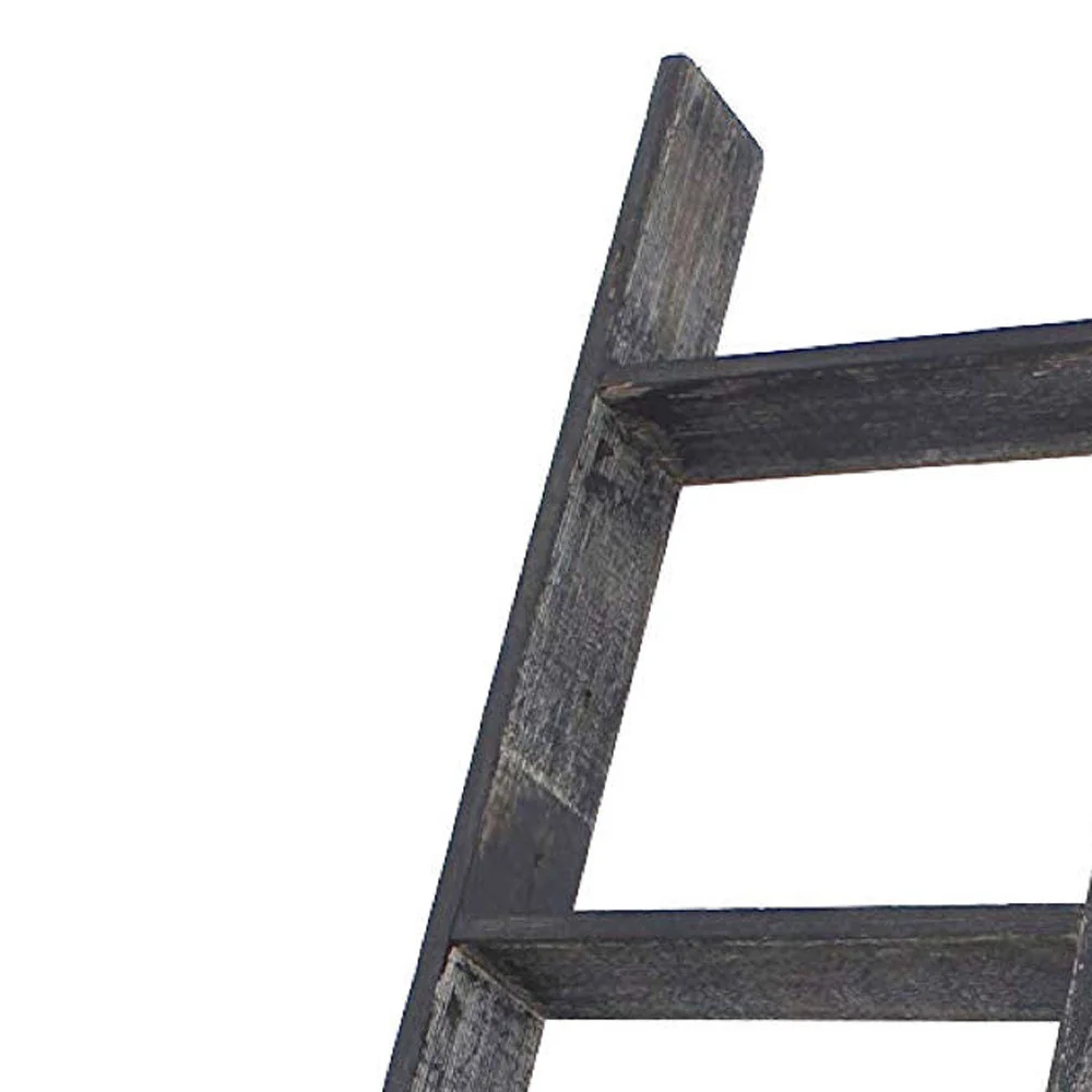 4 Step Blackwash Rustic Wood Ladder Shelf By Homeroots - Image 3