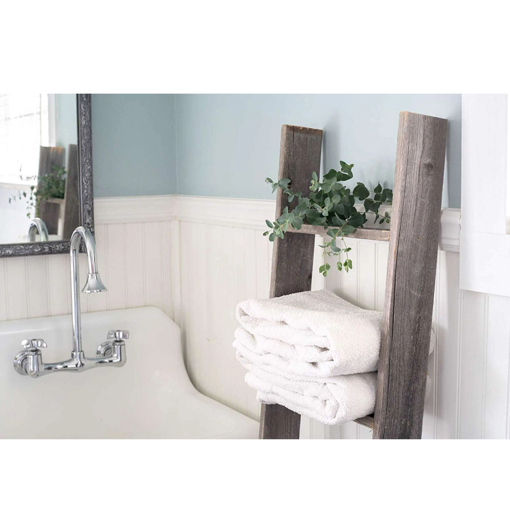 4 Step Rustic Black Wood Ladder Shelf By Homeroots - Image 3