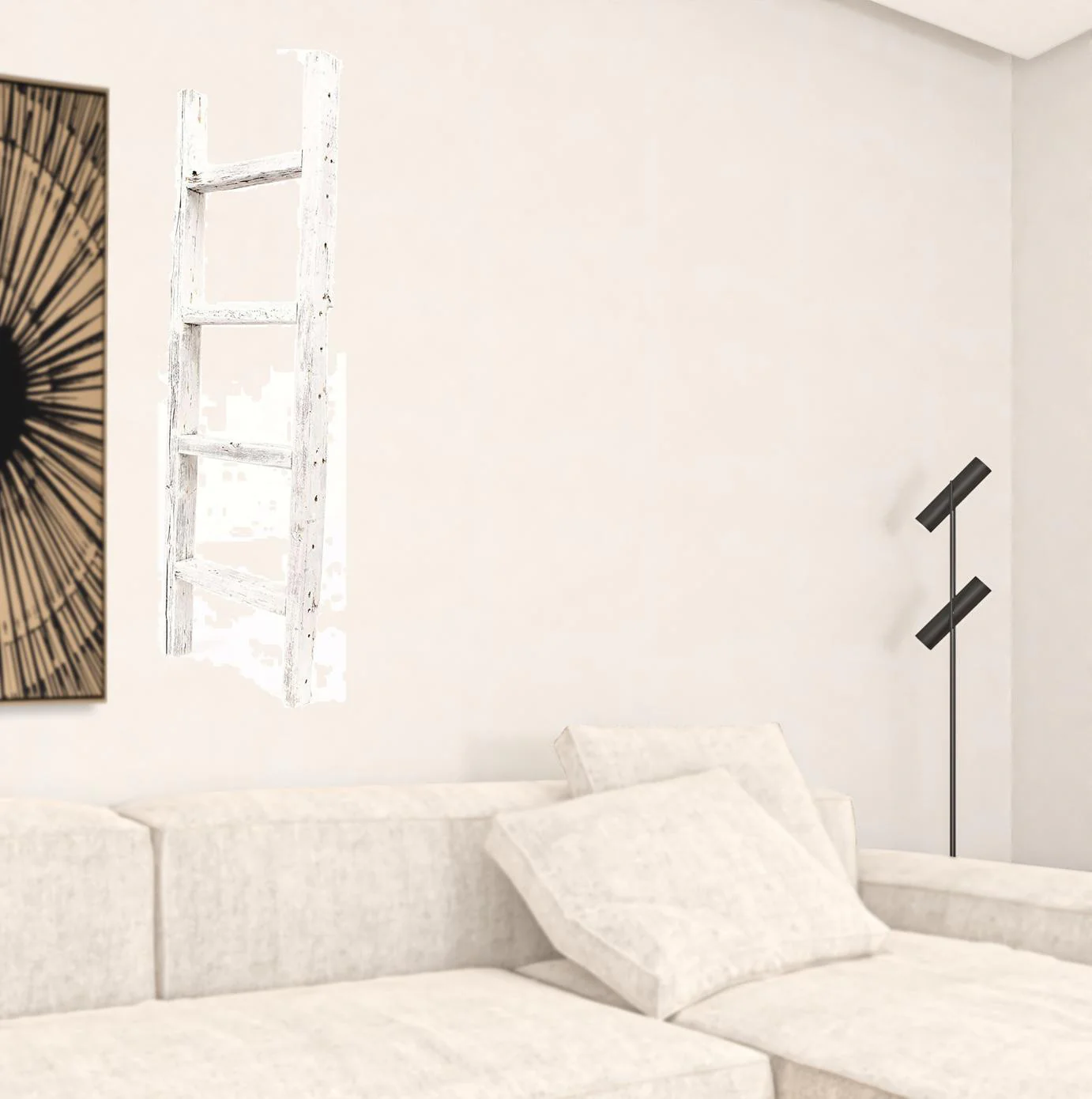 4 Step Rustic White Wood Ladder Shelf By Homeroots - Image 2