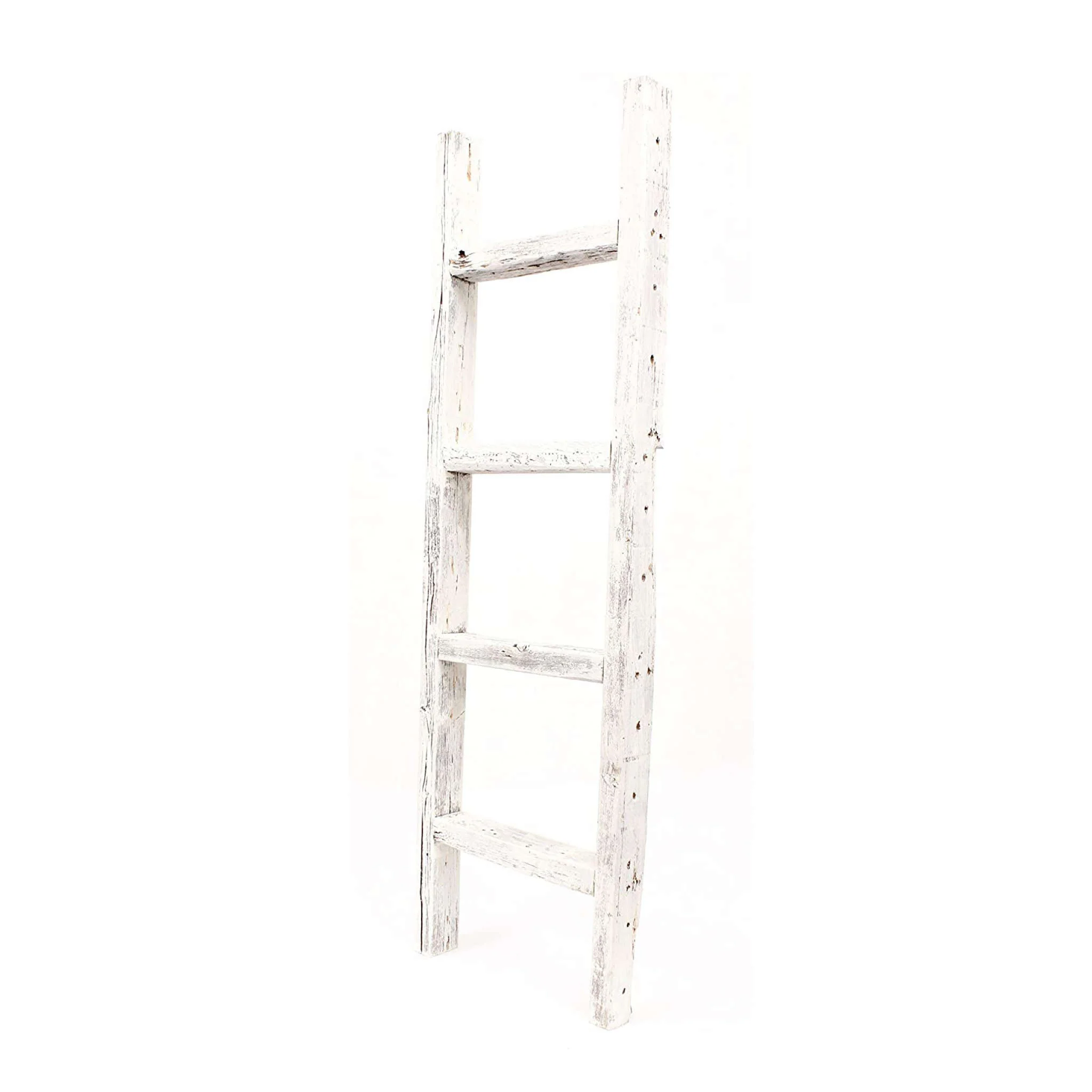 4 Step Rustic White Wood Ladder Shelf By Homeroots - Image 3