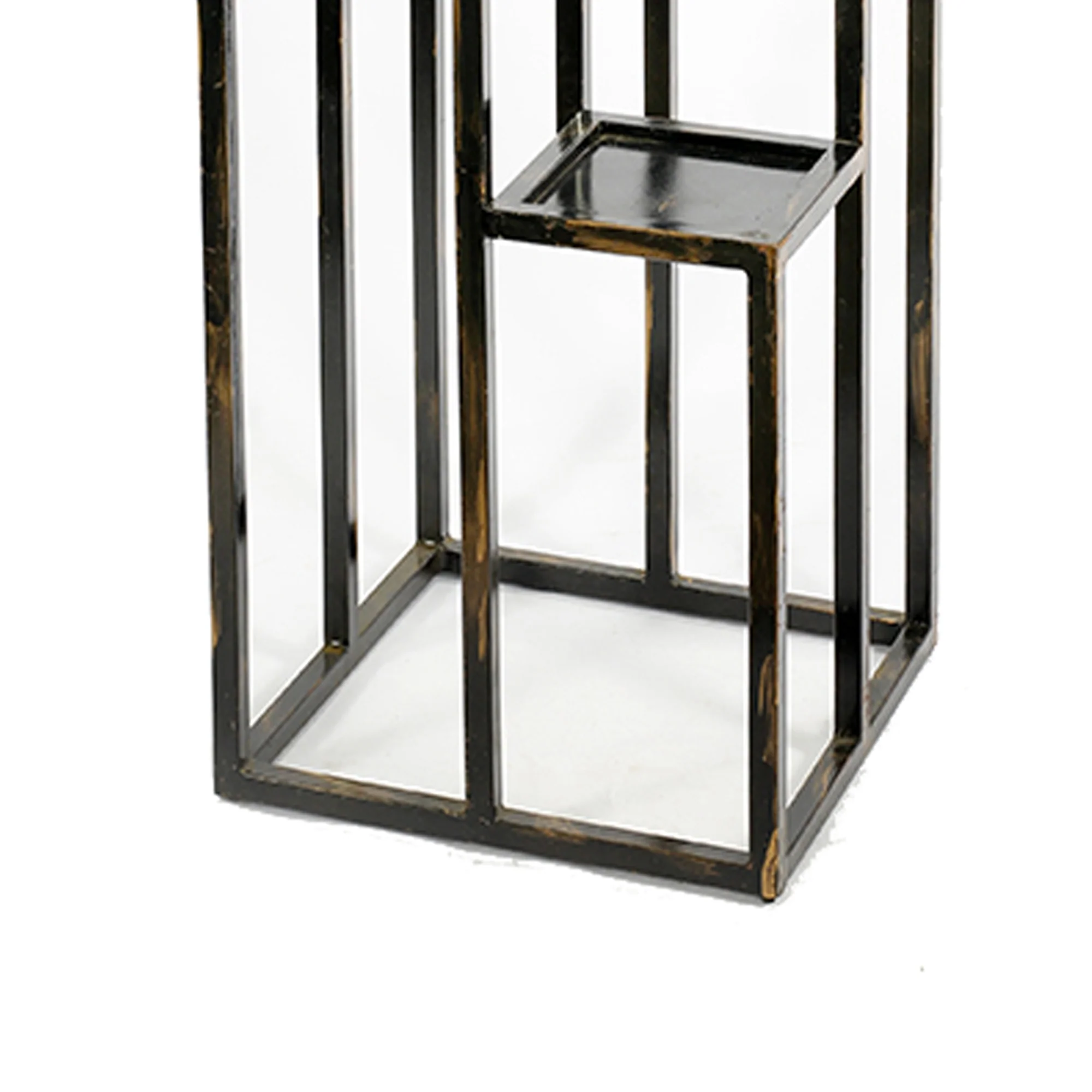 4 Tier Cast Iron Frame Plant Stand With Tubular Legs, Black And Gold By Benzara - Image 4