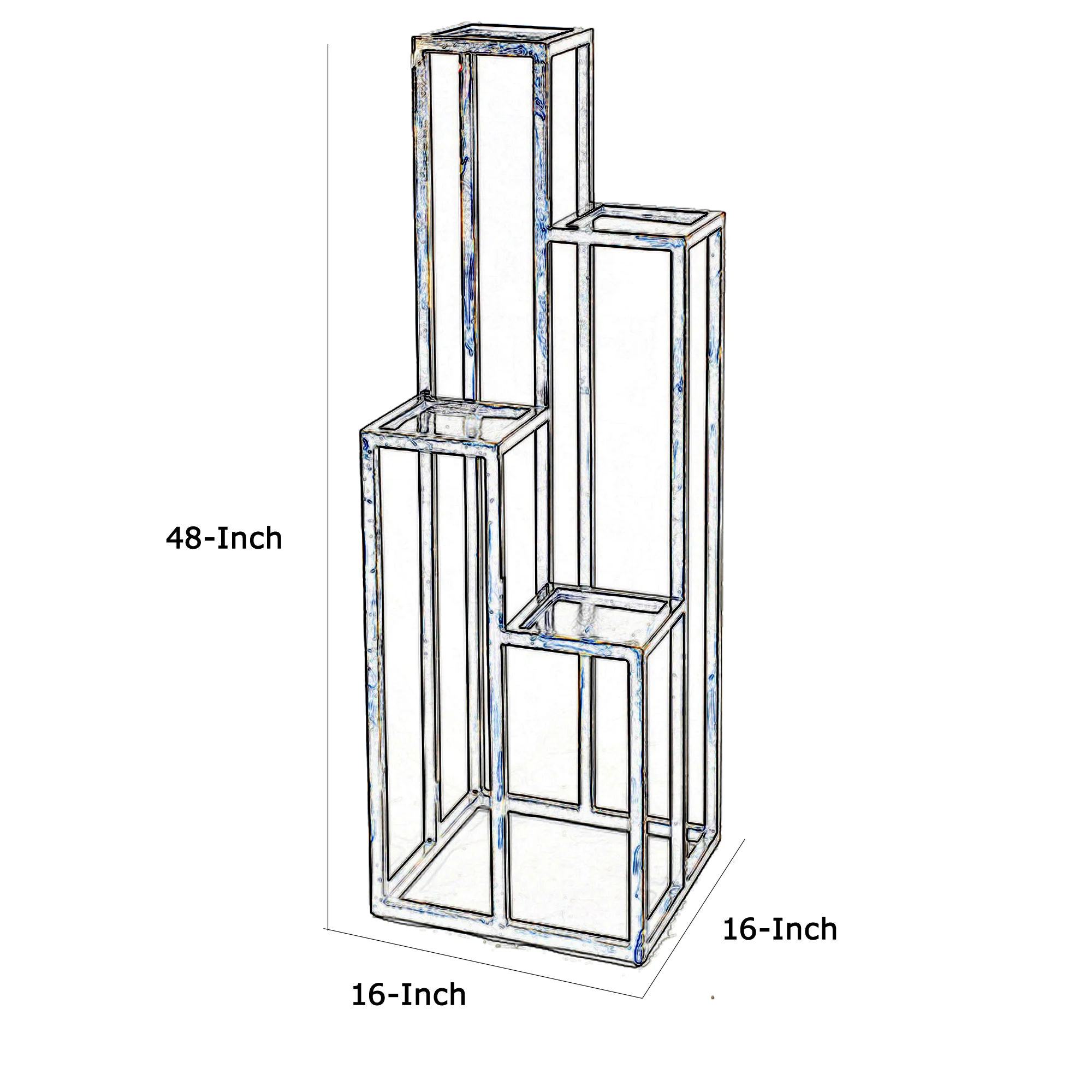 4 Tier Cast Iron Frame Plant Stand With Tubular Legs, Black And Gold By Benzara - Image 5