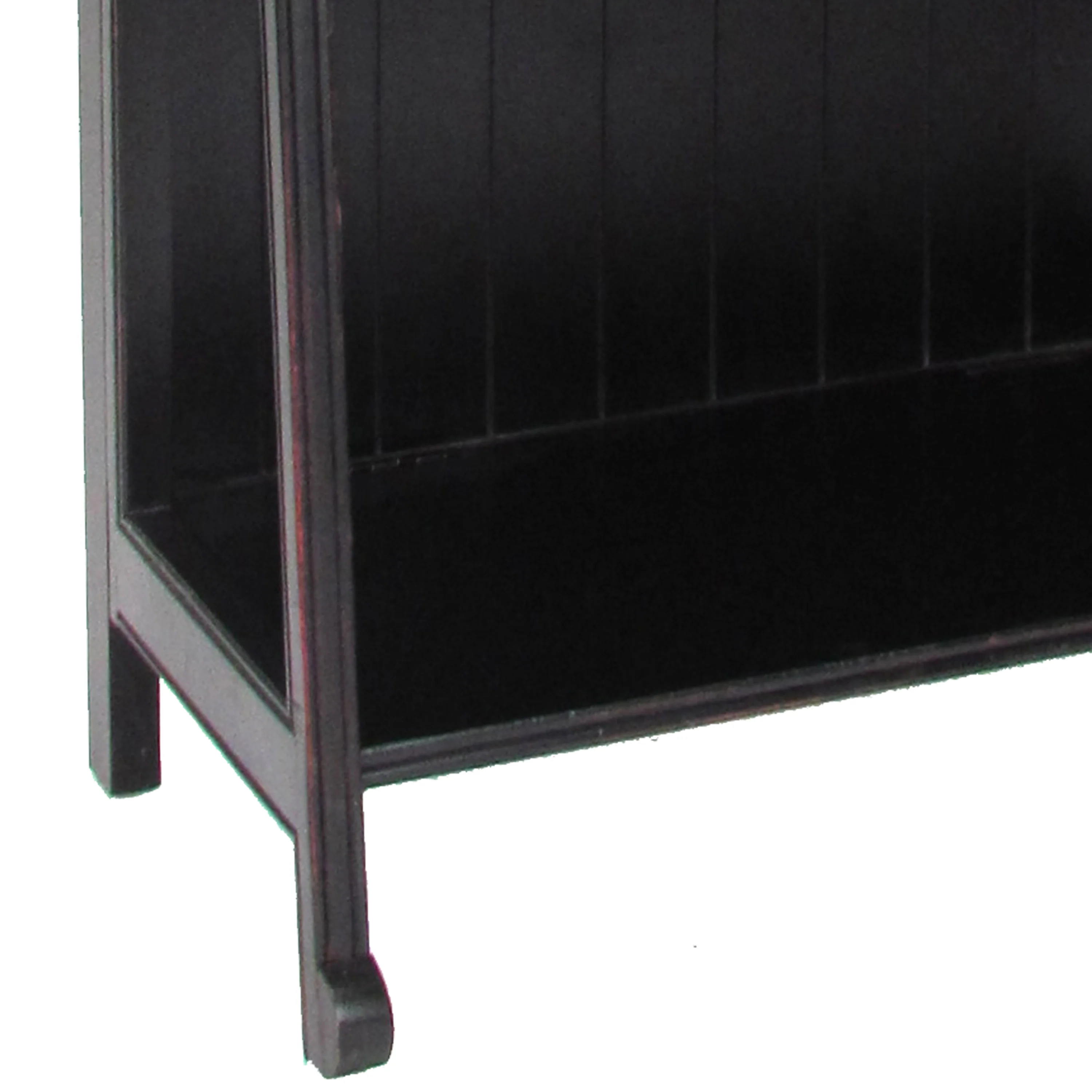 4 Tier Foldable Shelf Display Stand with Plank Style Back, Black By Benzara - Image 2