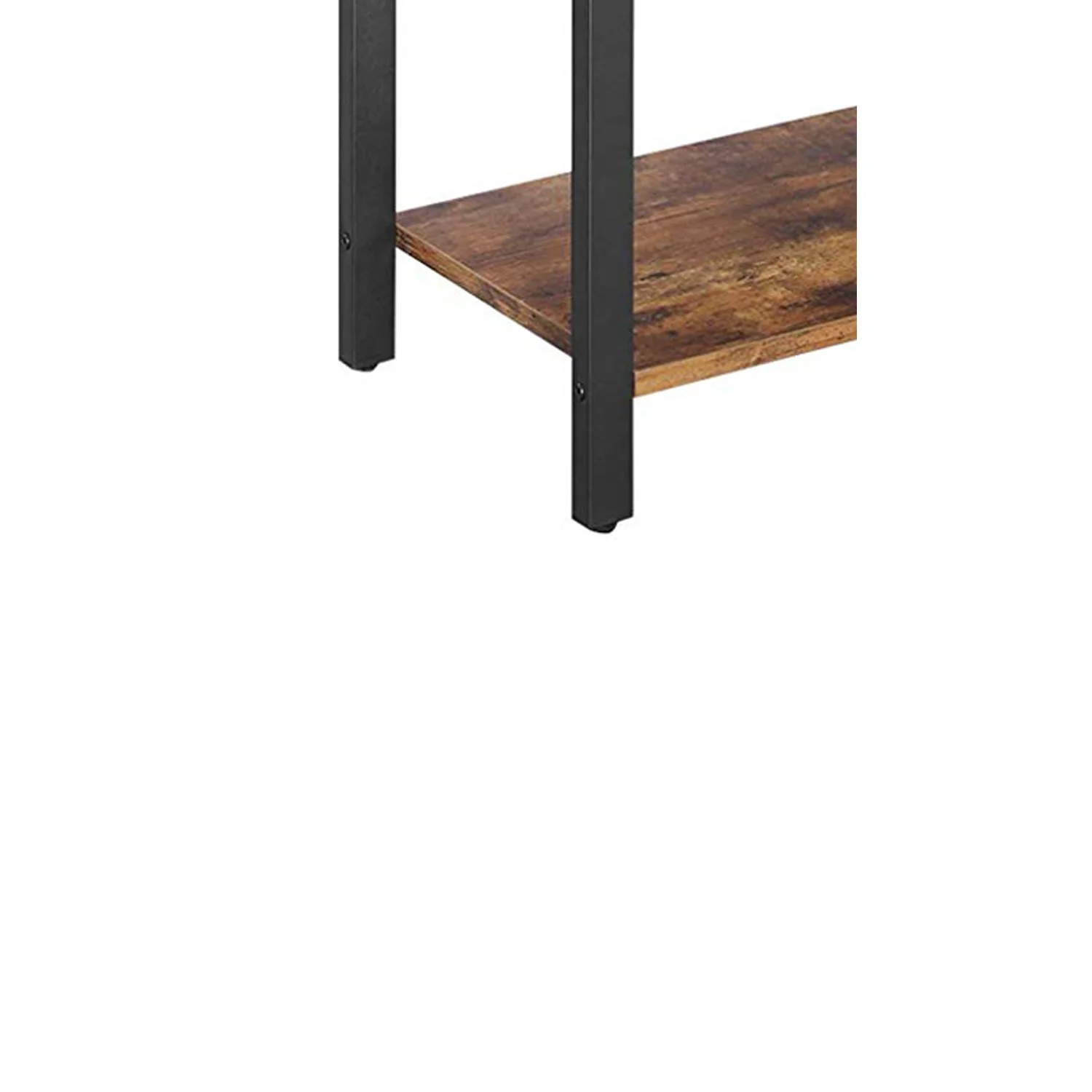 4 Tier Wood And Metal Bookcase With Criss Cross Back, Rustic Brown And Black By Benzara - Image 3