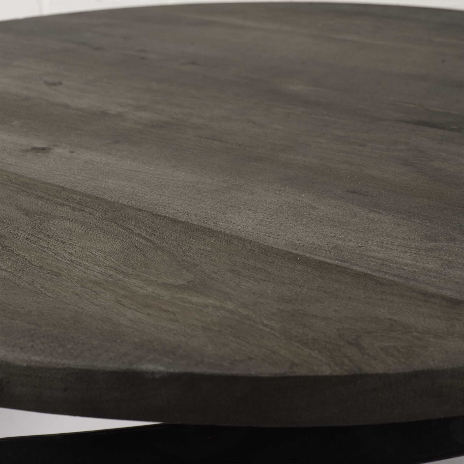 40.5' Round Solid Wood Top Black Metal Base Coffee Table By Homeroots - Image 5