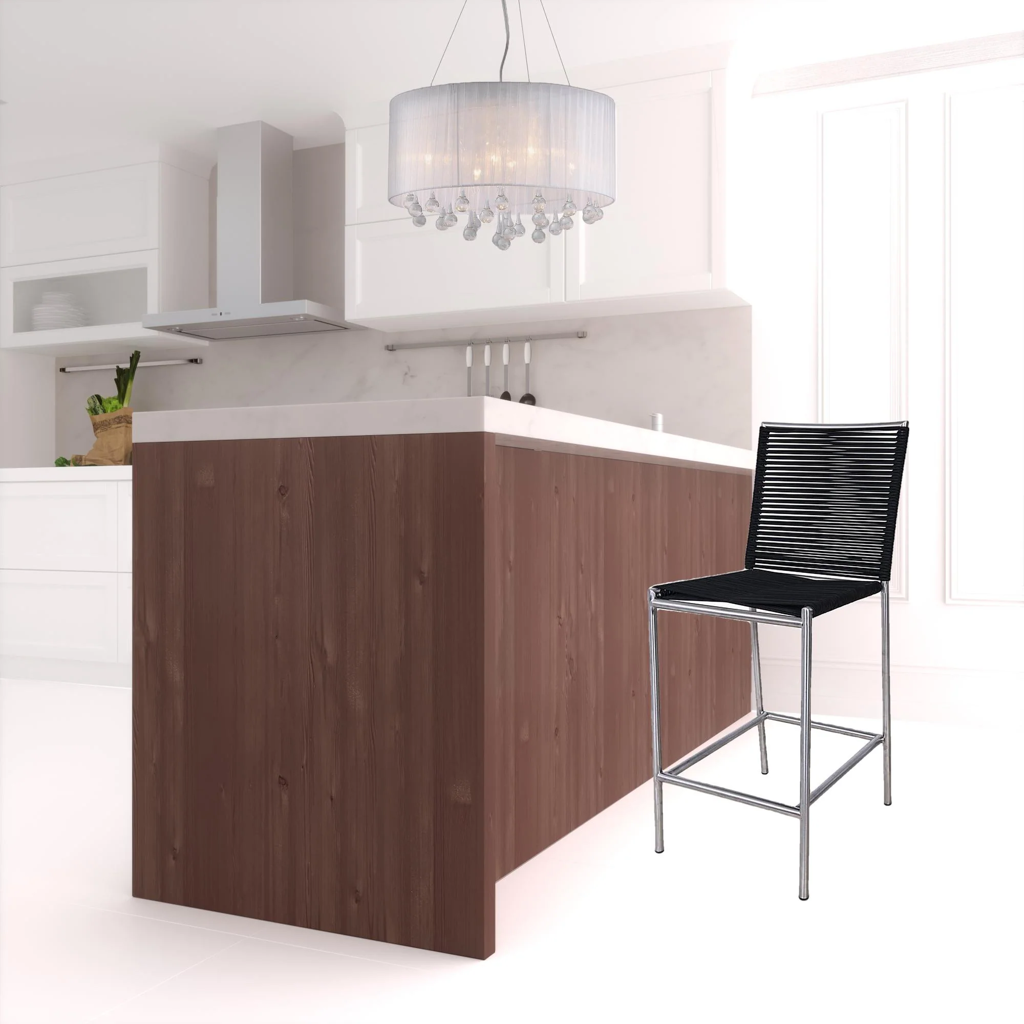 40" Black And Silver Stainless Steel Low Back Bar Height Bar Chair With Footrest By Homeroots - Image 2