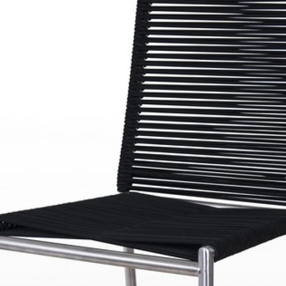 40" Black And Silver Stainless Steel Low Back Bar Height Bar Chair With Footrest By Homeroots - Image 3