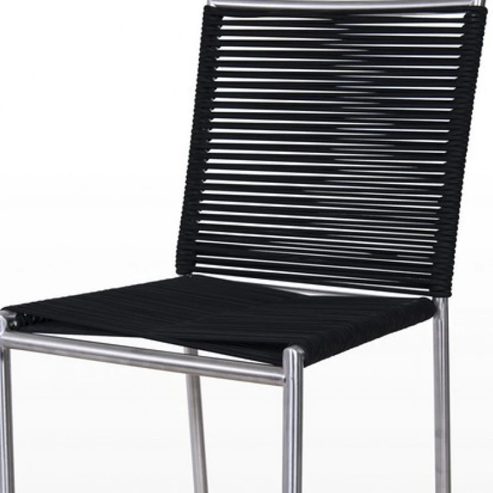 40" Black And Silver Stainless Steel Low Back Bar Height Bar Chair With Footrest By Homeroots - Image 4