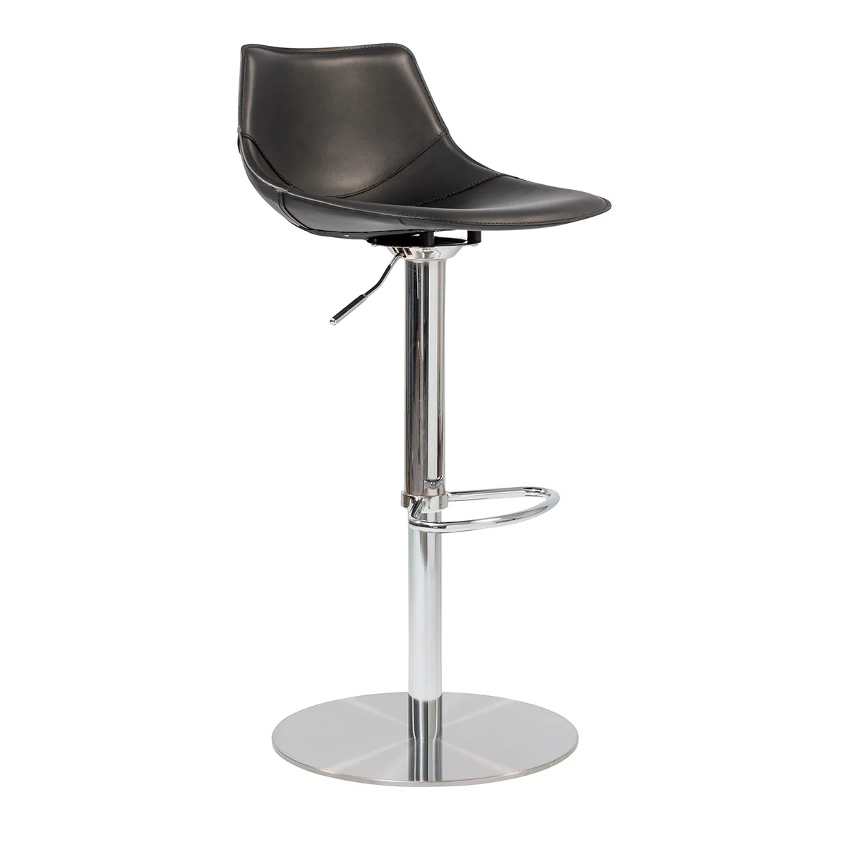 40" Black And Silver Steel Swivel Low Back Bar Height Chair With Footrest By Homeroots - Image 3