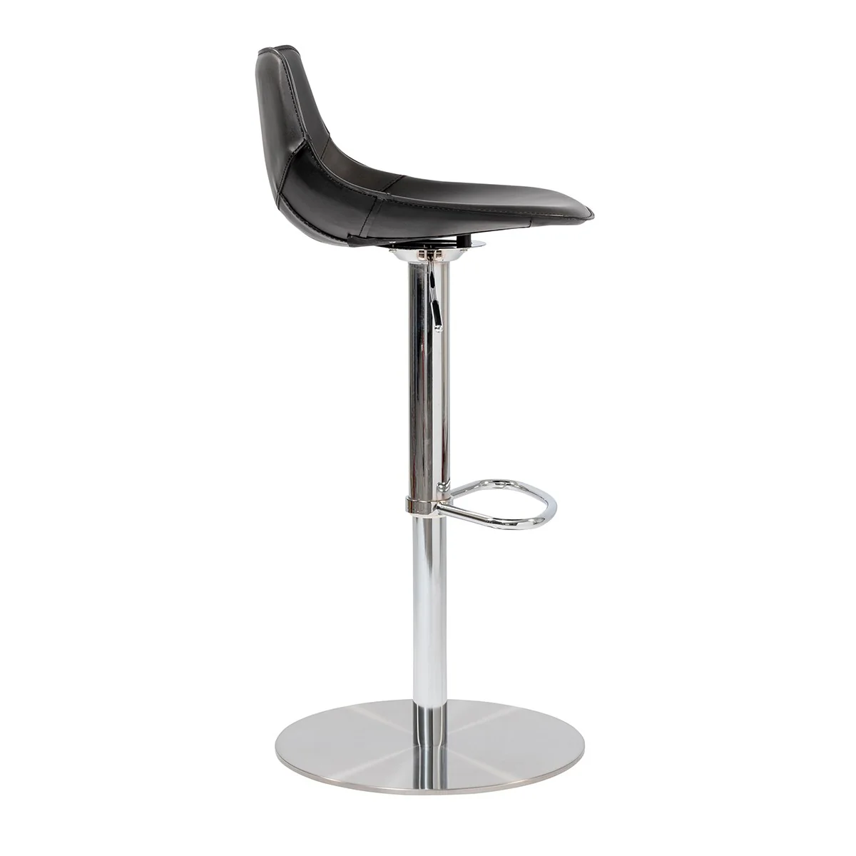 40" Black And Silver Steel Swivel Low Back Bar Height Chair With Footrest By Homeroots - Image 4